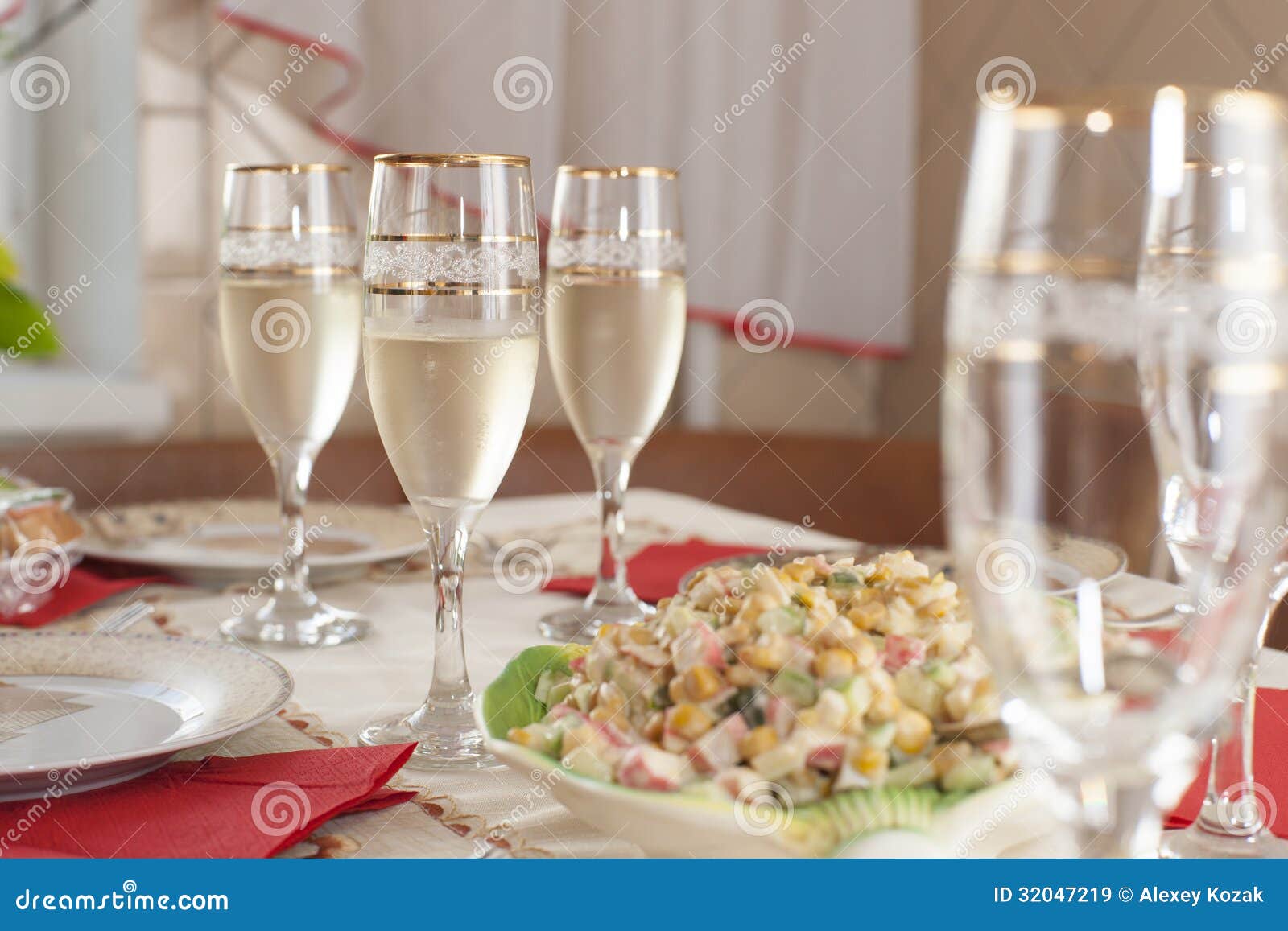 Glasses of Champagne Stay at the Table Stock Image - Image of event ...