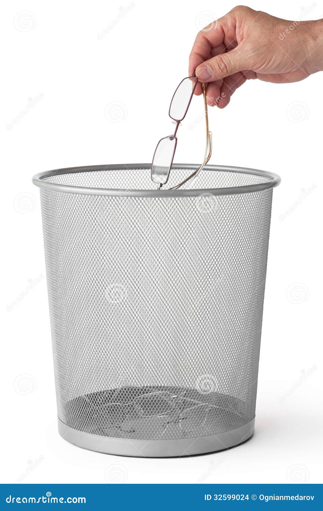 Glasses in the Dustbin stock photo. Image of trash, basket 32599024