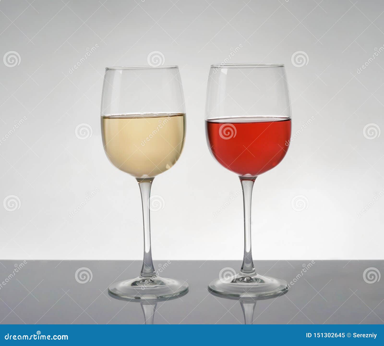 Glasses of Expensive Red and White Wines on Table Stock Image Image
