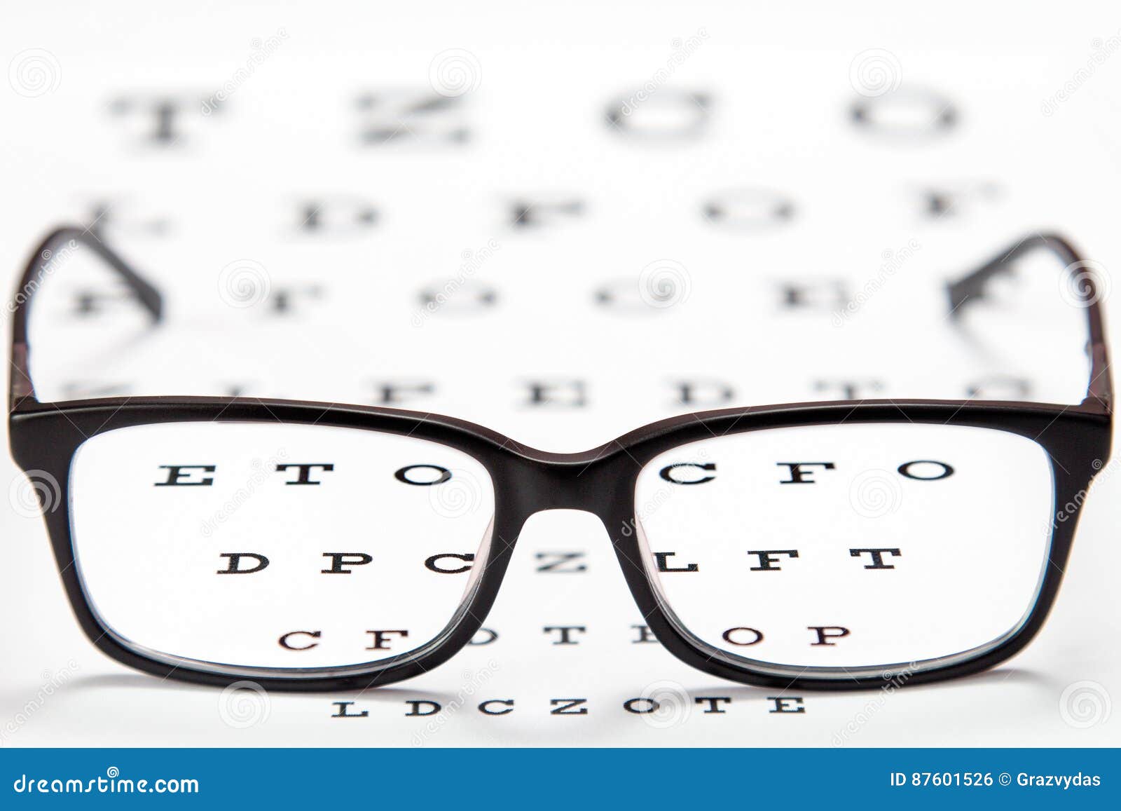 Glasses on a Eye Exam Chart Stock Photo Image of conceptual