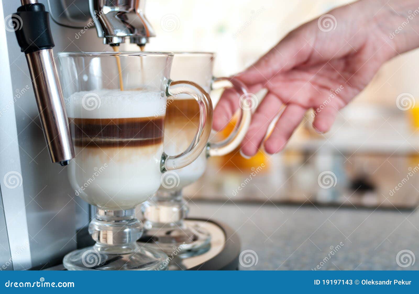 glasses fileed with capuccino