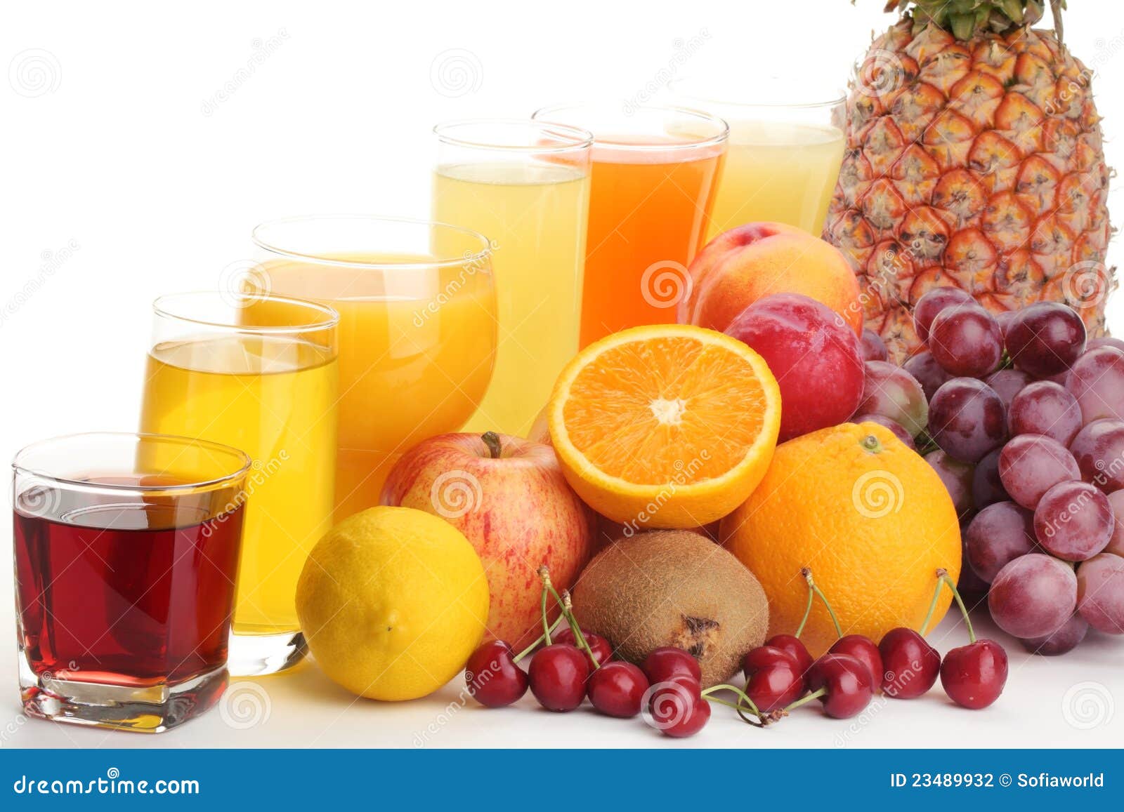 Glasses of Fruit Juice with Fruits Stock Photo Image of large