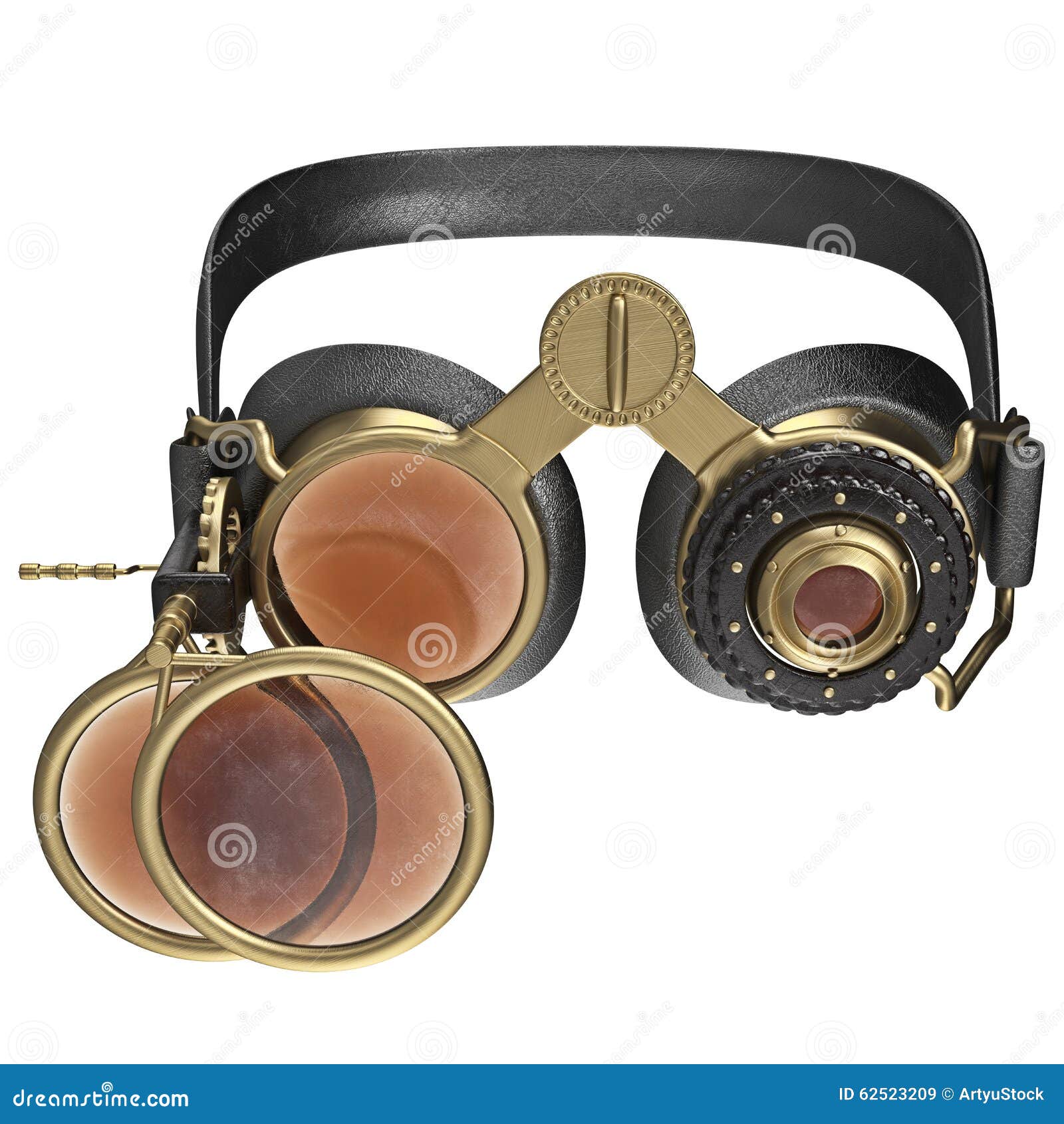 Glasses with Gold and Leather Strap, Front View Stock Illustration