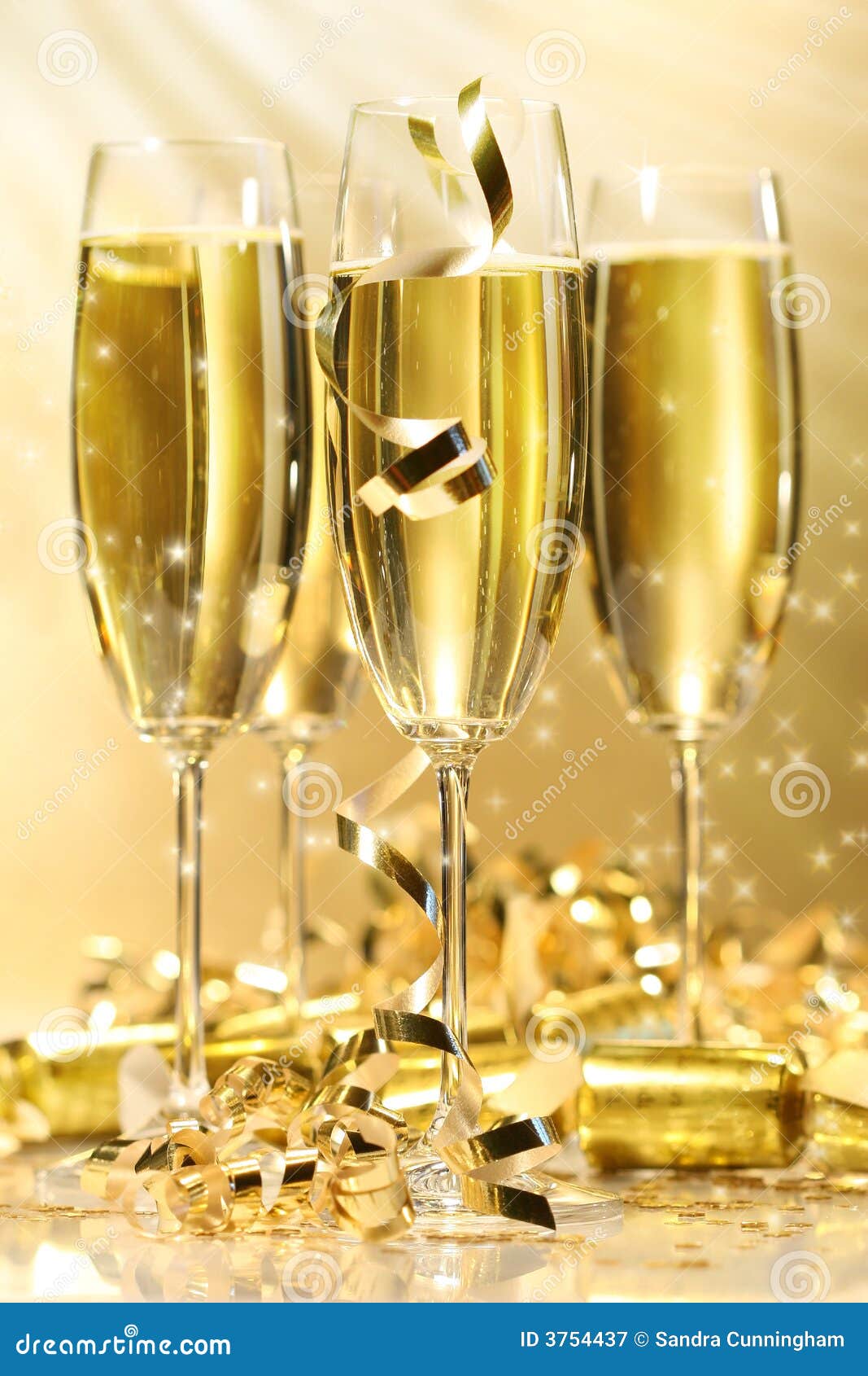 Glasses of Golden Champagne Stock Image Image of neck, sparkle 3754437