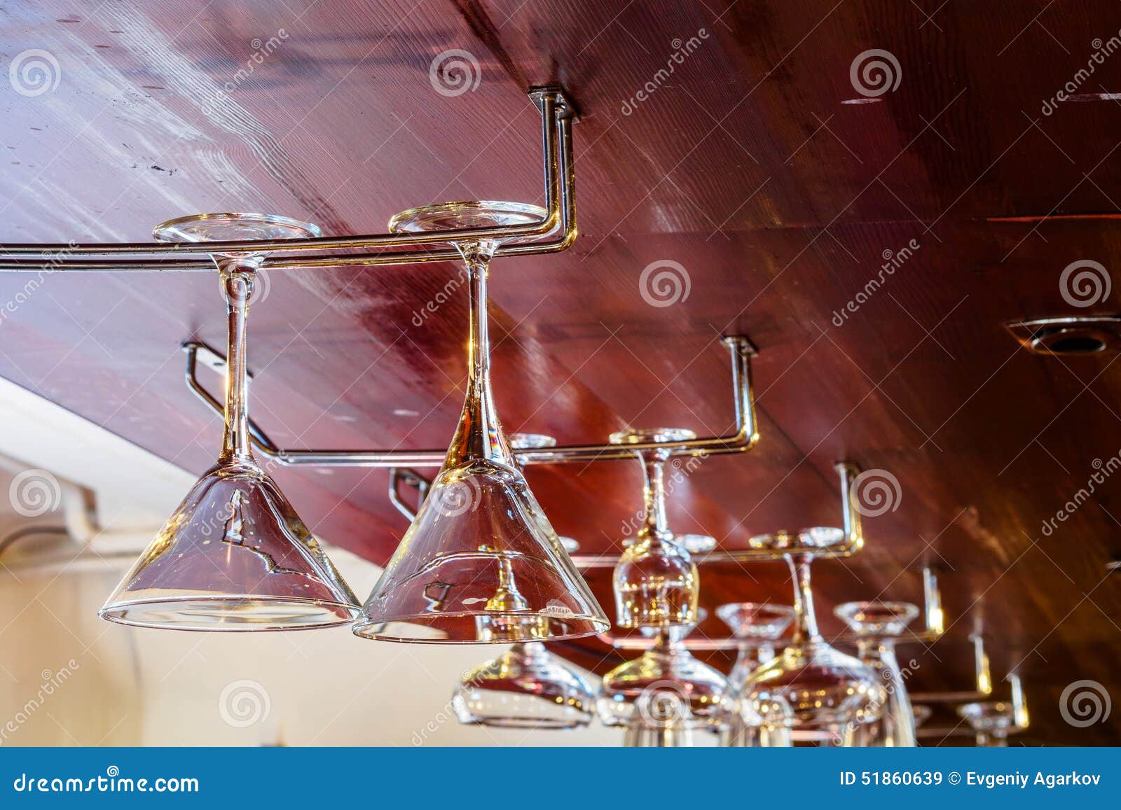 Glasses hanging in the bar stock image. Image of alcohol 51860639