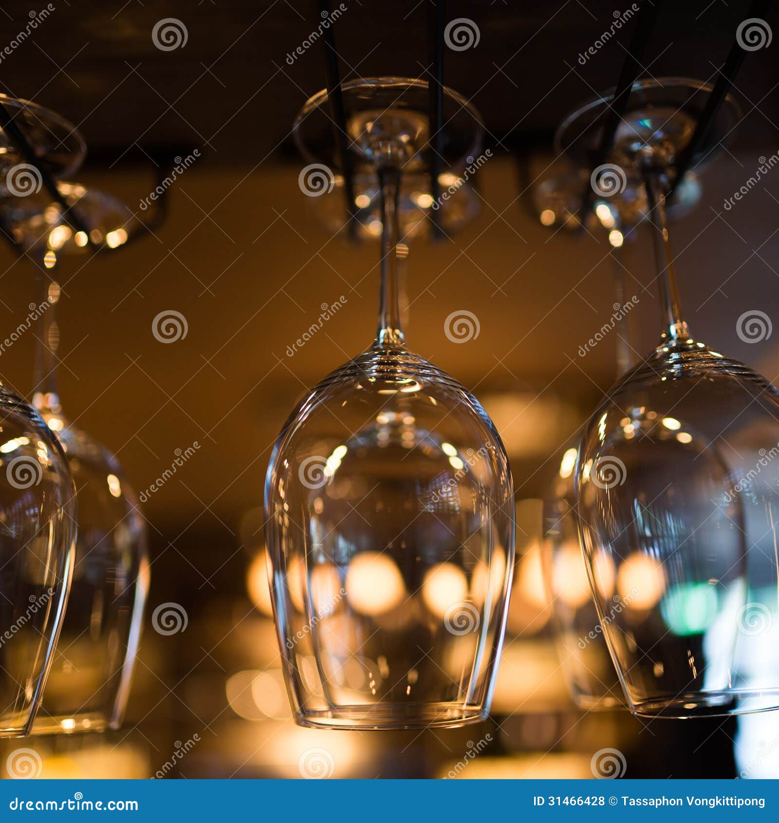 Glasses Hanging Over Bar Rack Stock Photo Image of bottle, clean