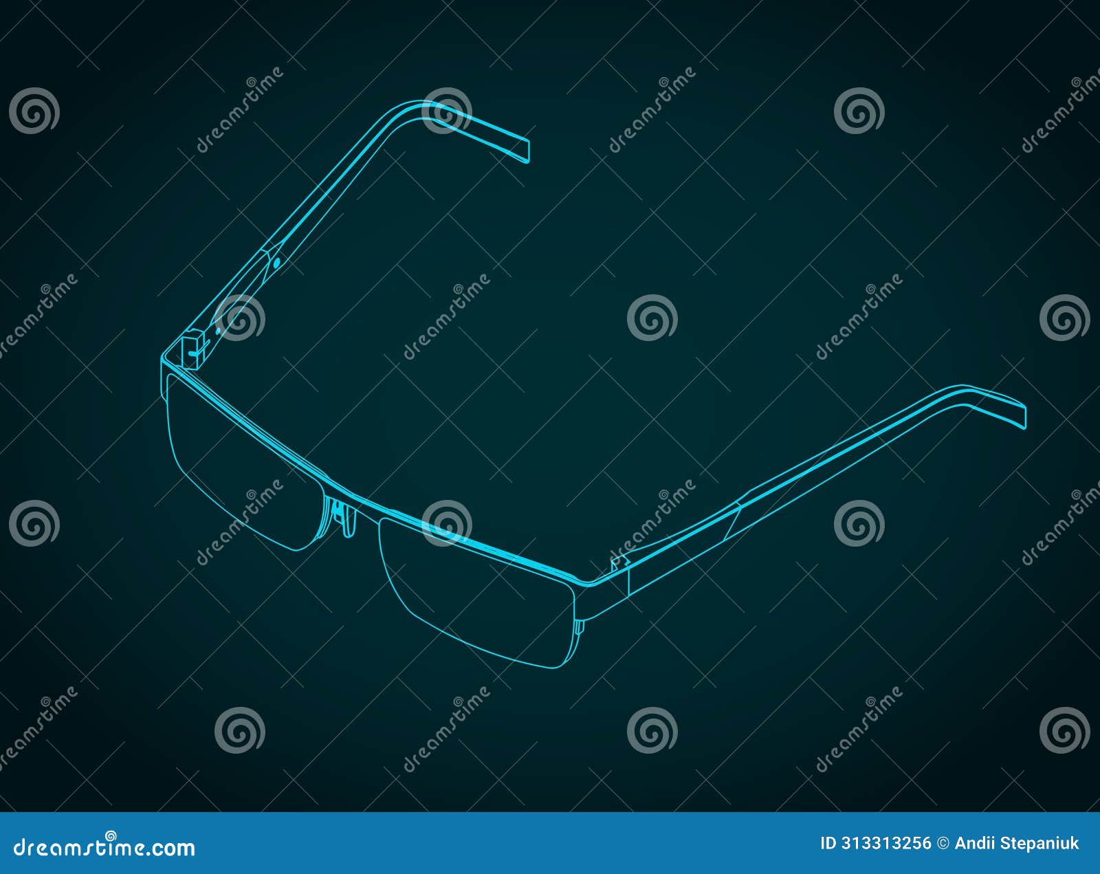 Glasses Isometric Blueprint Stock Vector Illustration of view, fashionable 313313256