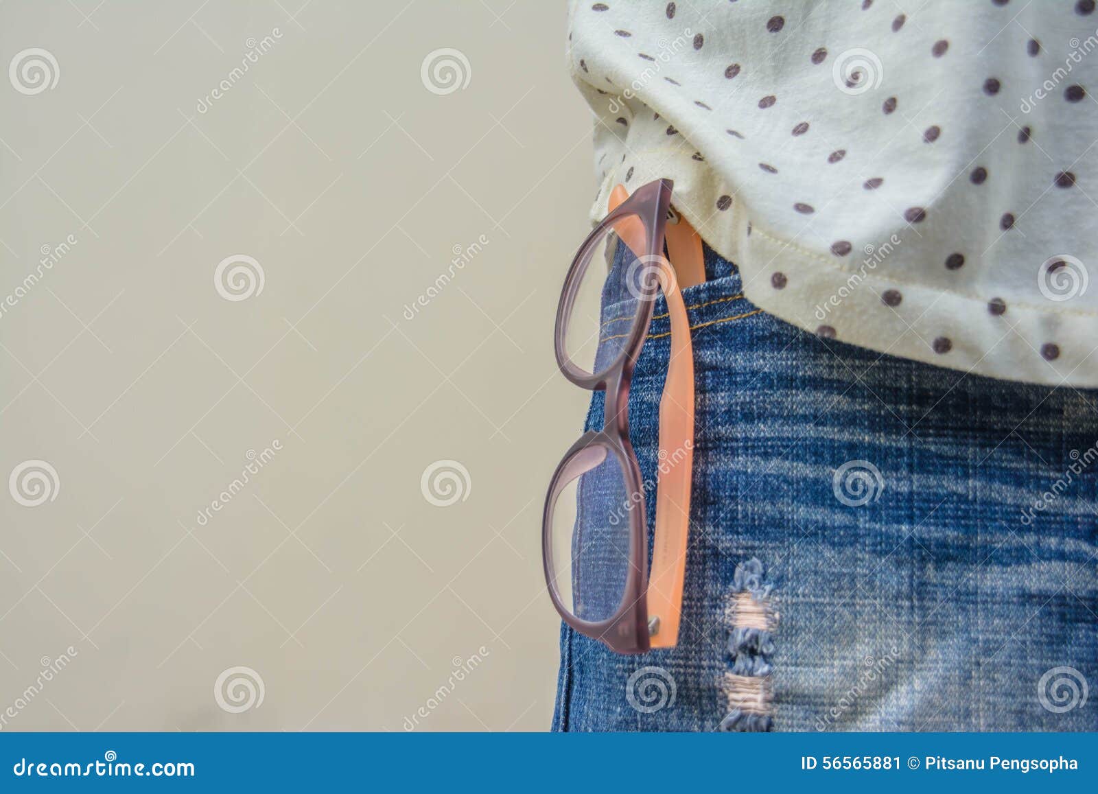 Glasses and jeans stock image. Image of plastic, wear 56565881