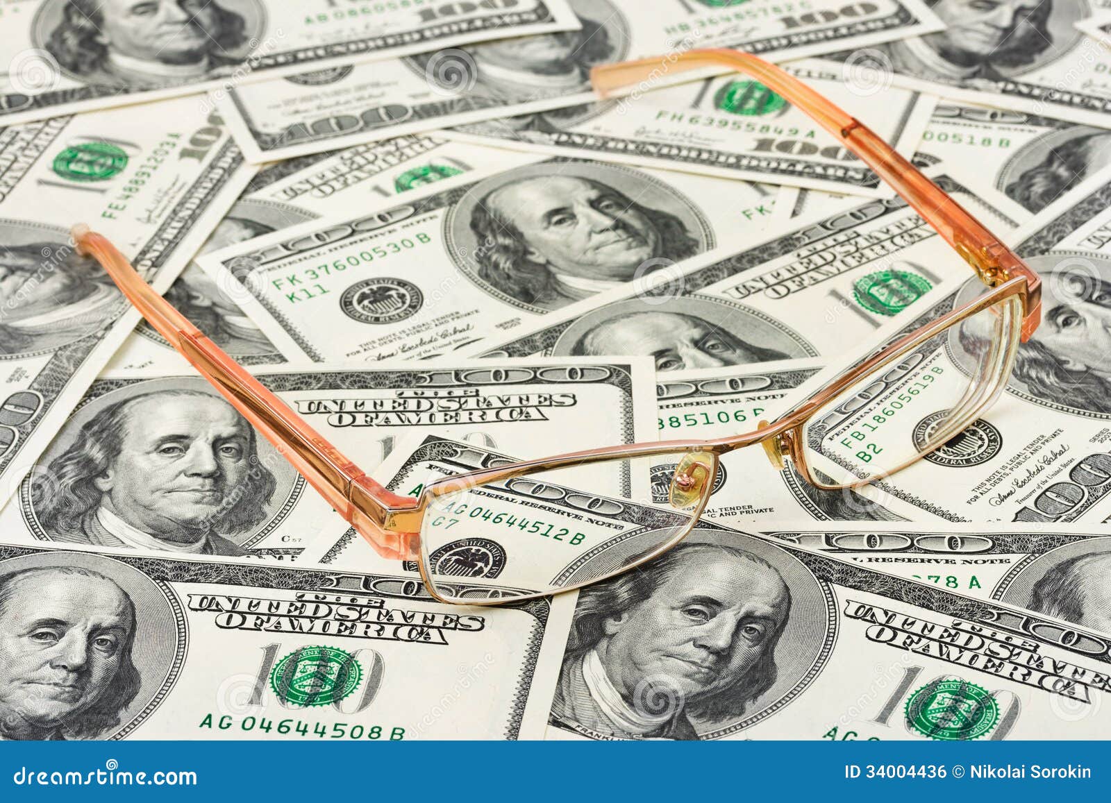 Glasses on money stock photo. Image of commercial, doctor 34004436