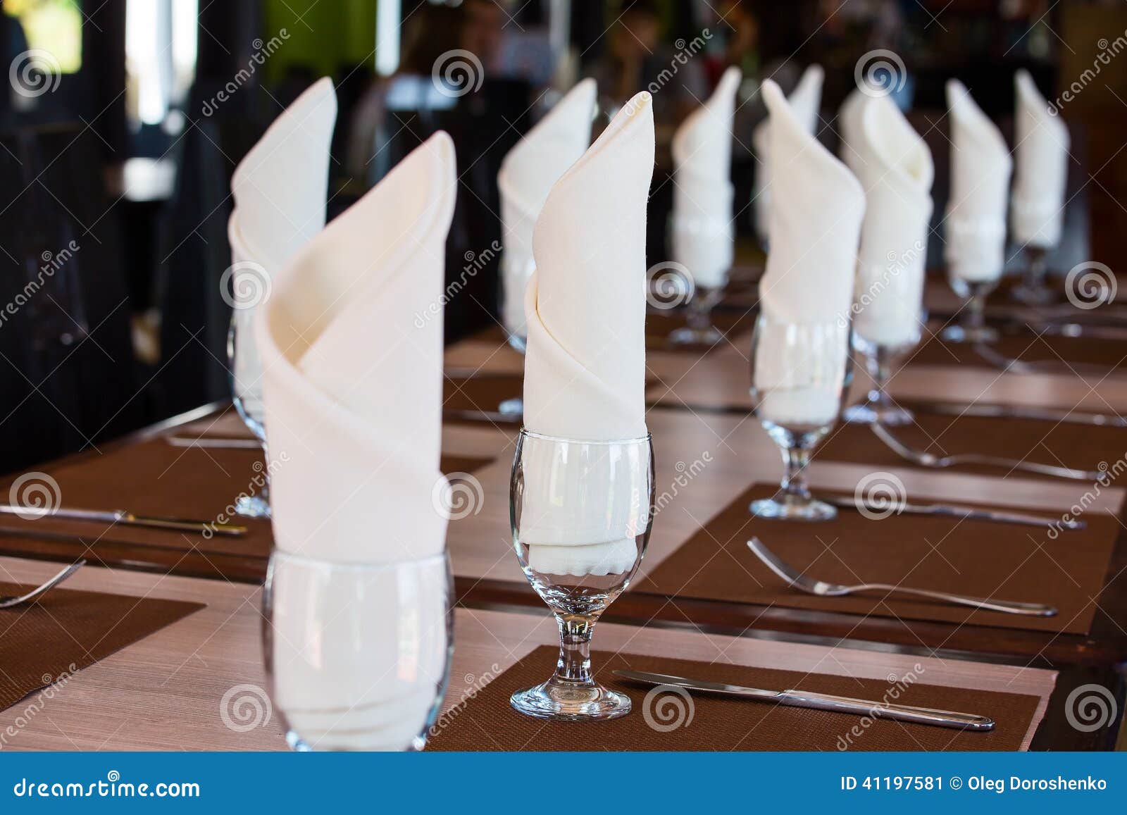 Glasses with a Napkin on the Table Stock Image Image of objects, lunch 41197581