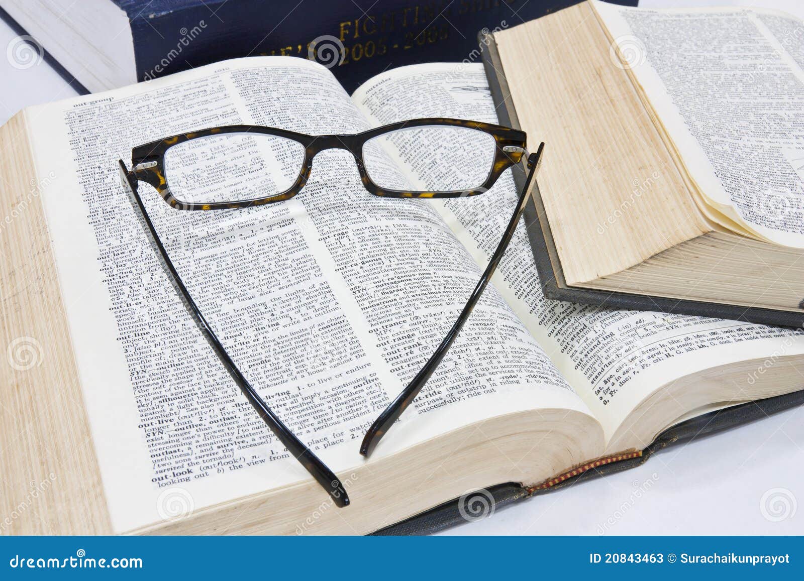 Glasses on open book stock image. Image of study, library 20843463