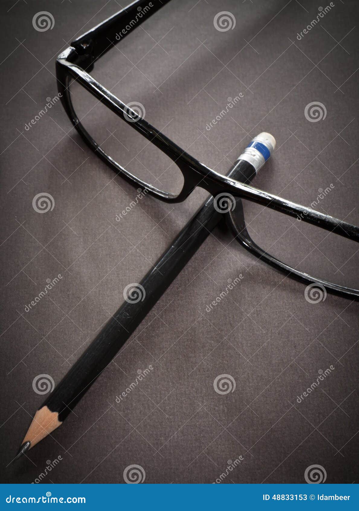 Glasses and pencil stock image. Image of pencil, education 48833153