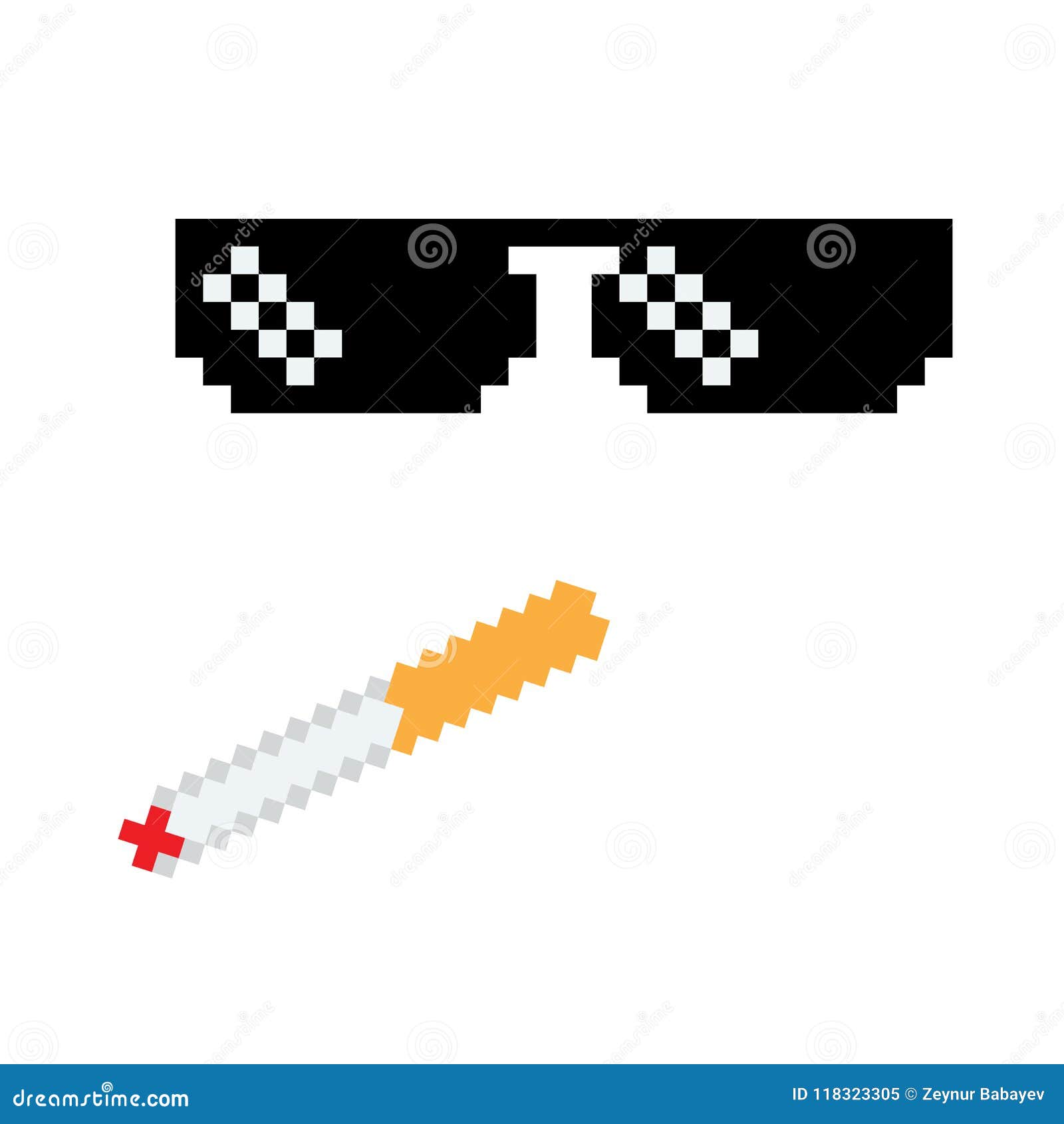 Glasses Pixel Vector Icon Pixel Art Boss or Gangster Glasses of Thug ...