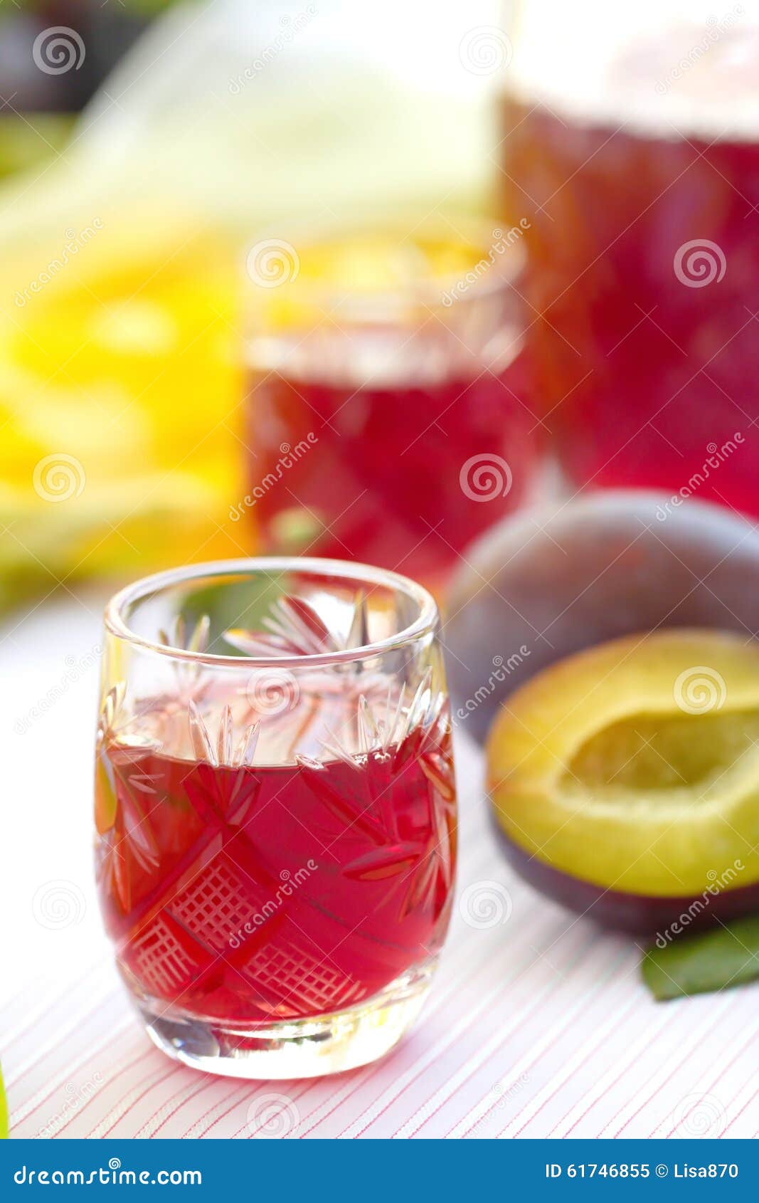 Glasses of Plum Alcohol with Plums Stock Image Image of brandy