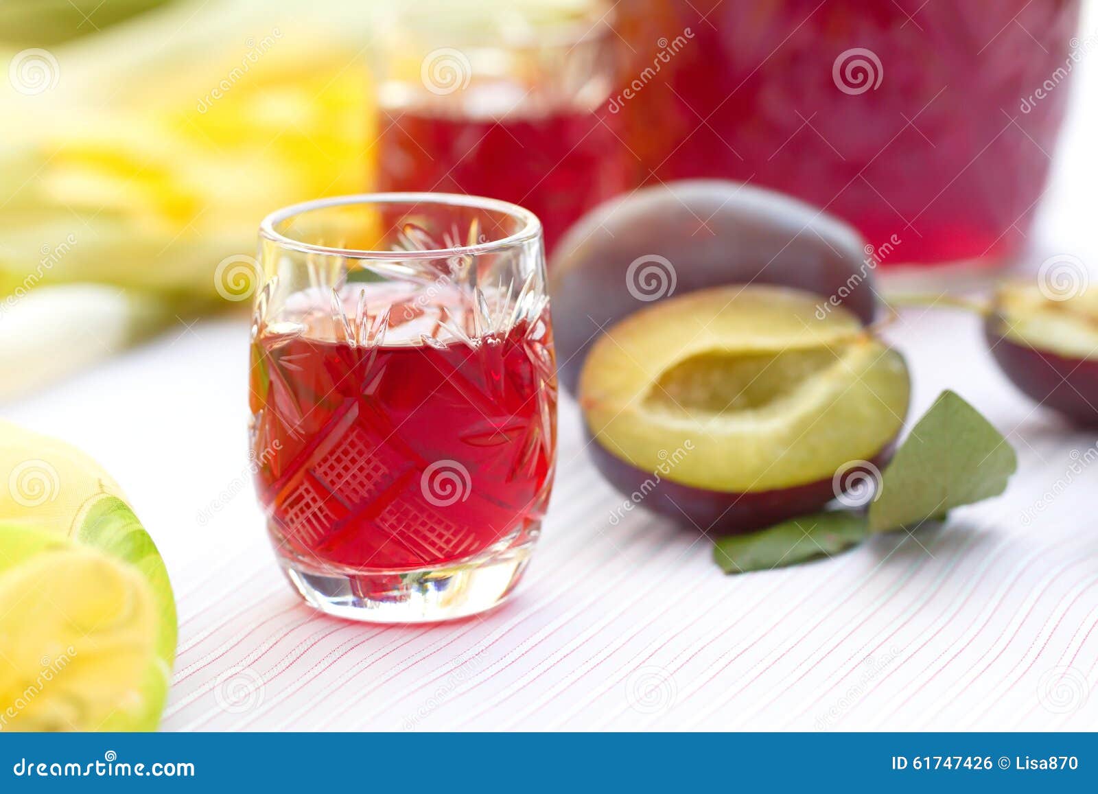 Glasses of Plum Alcohol with Plums Stock Photo Image of dessert