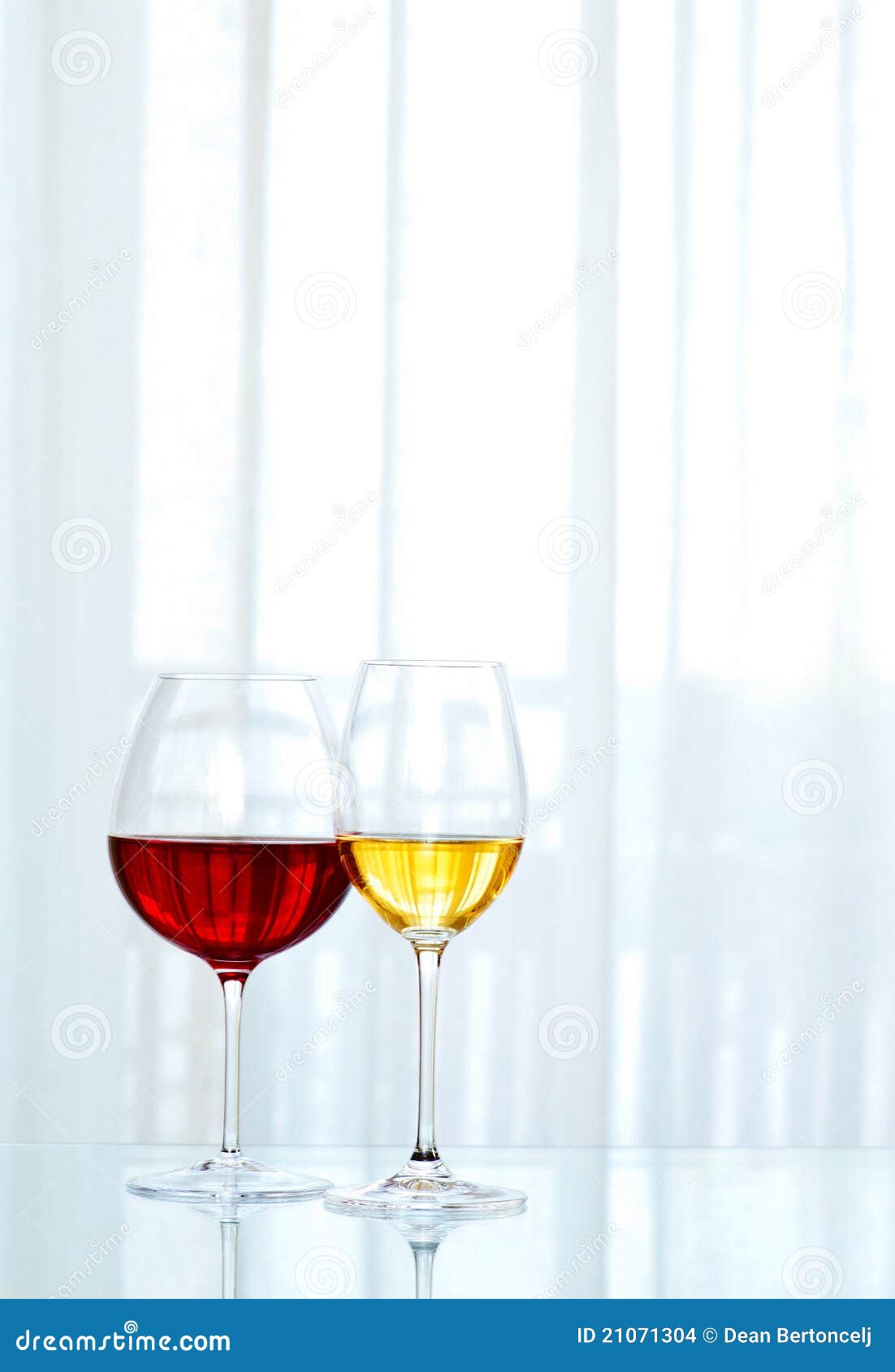 Glasses with Red and White Wine Stock Photo Image of white, table