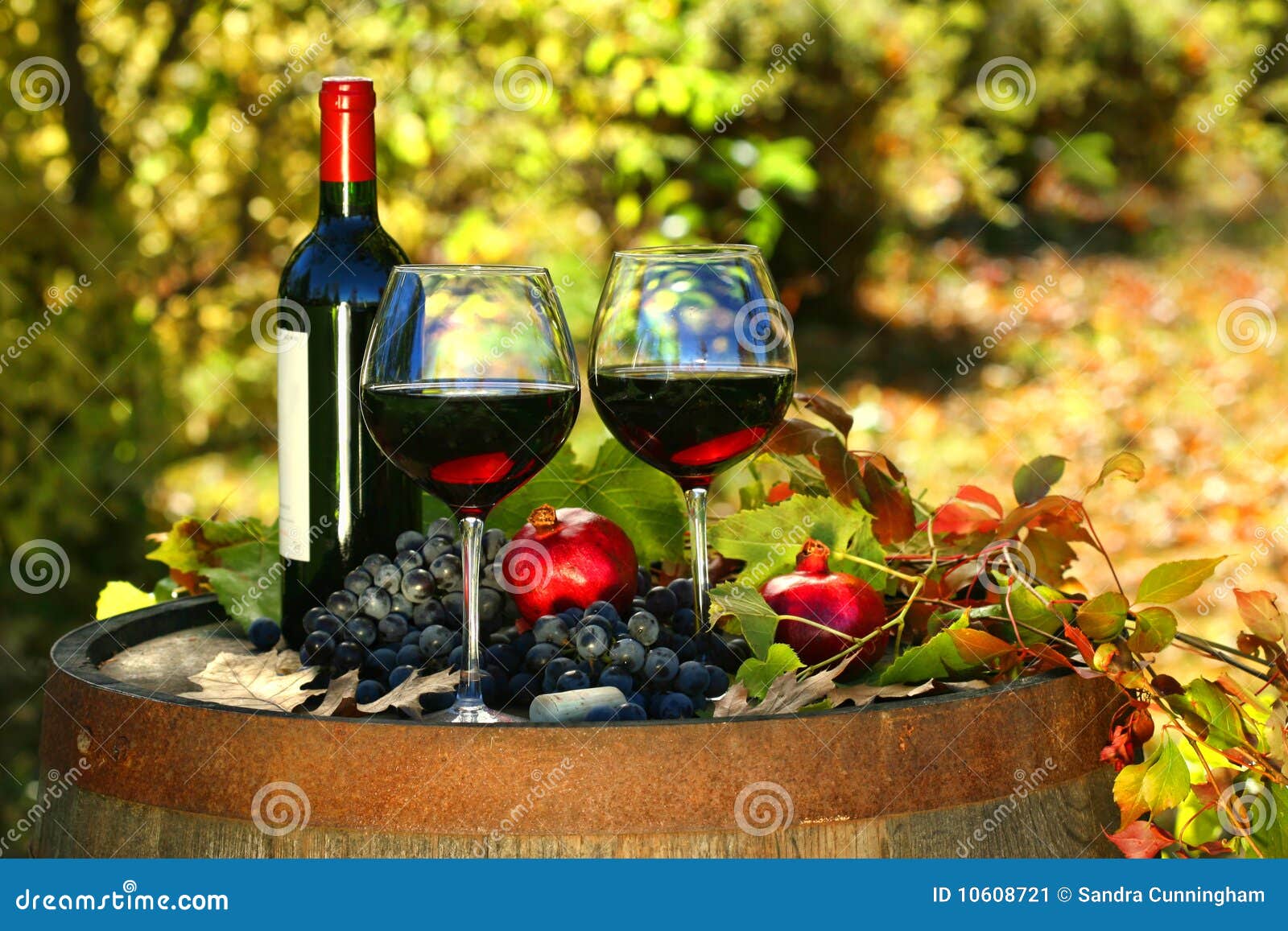Glasses of Red Wine on Old Barrel Stock Image Image of lots