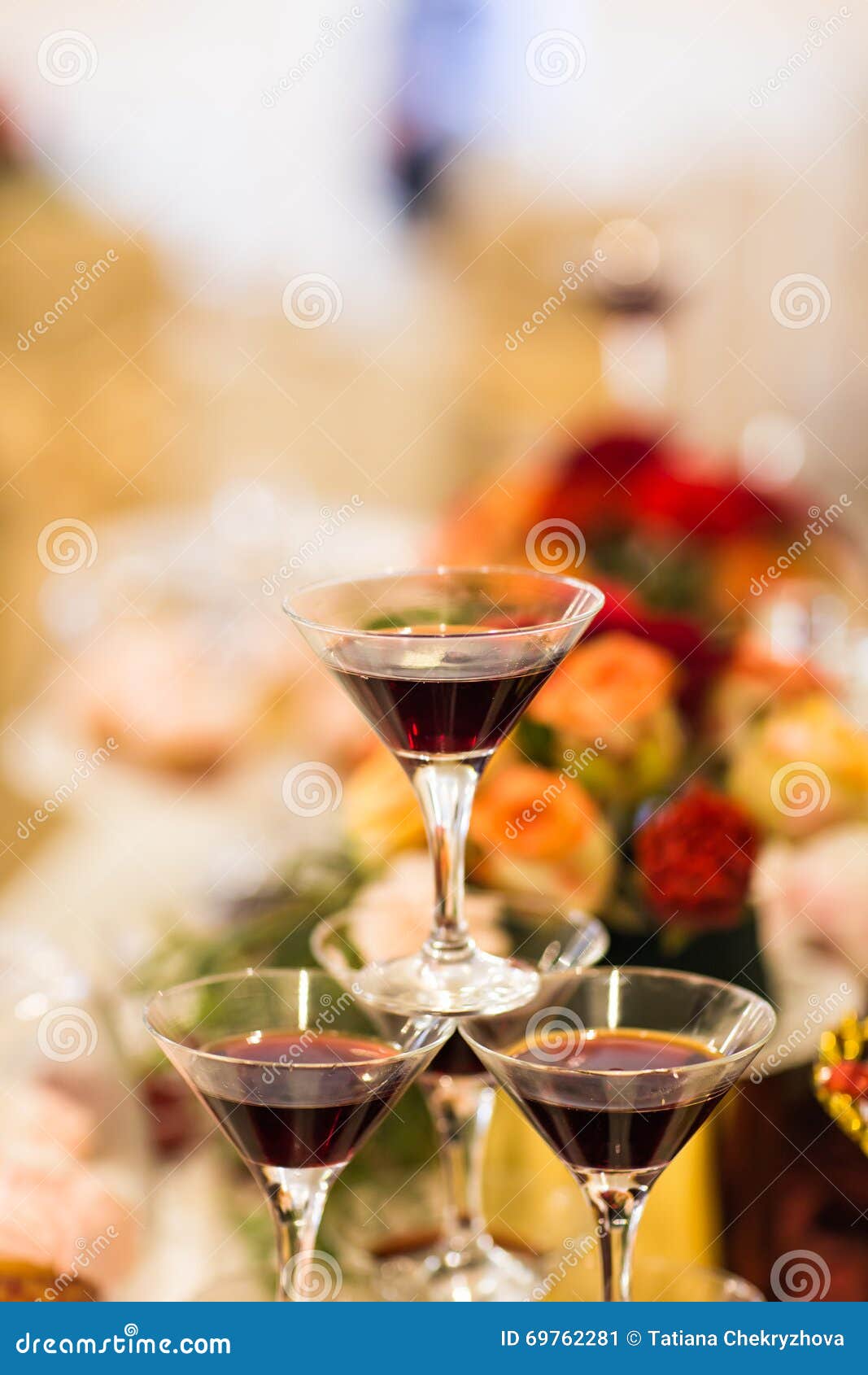 Glasses of Red Wine on Reception Stock Image Image of decor, banquet