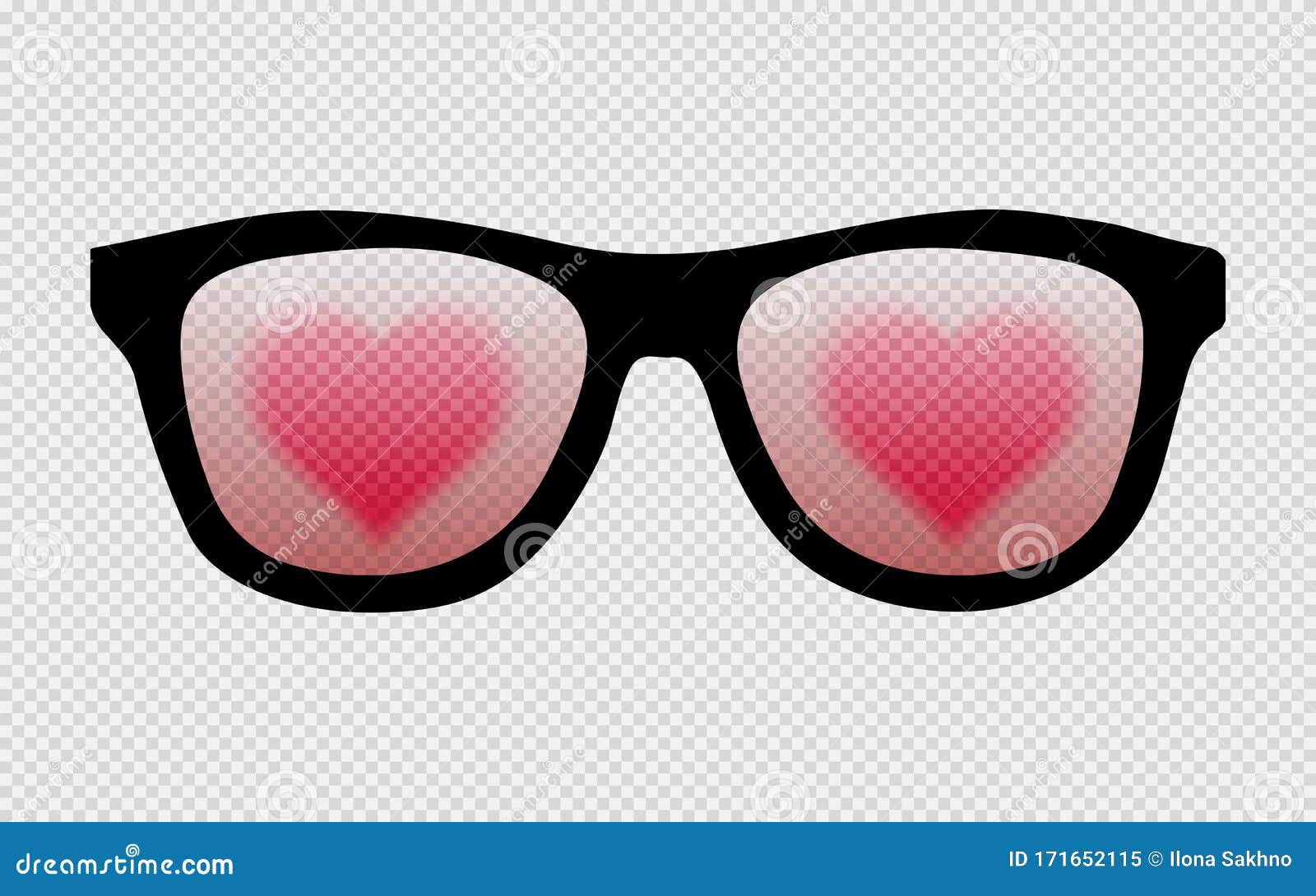 Glasses with Reflection of the Heart. St. Valentine S Day. Glasses in Pink  on a Transparent Background Stock Vector - Illustration of love, eyeglasses:  171652115