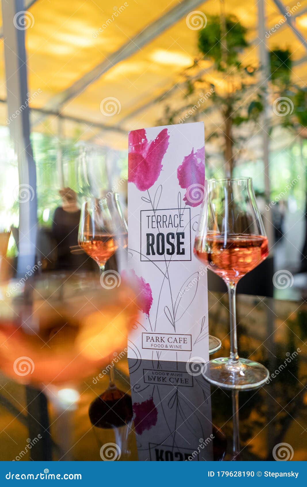 Glasses of Rose Wine on Summer Terrace Stock Photo Image of bokeh