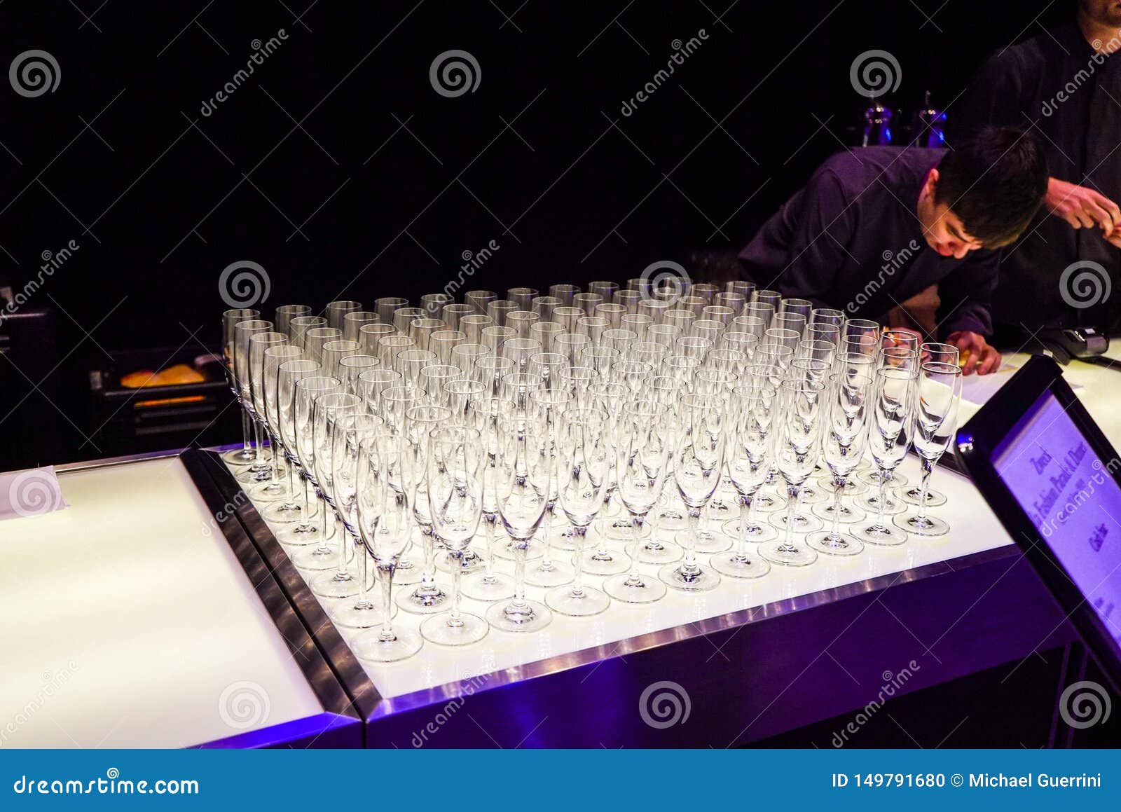 Glasses in Rows on Display at a Social Event in Perth Editorial Image