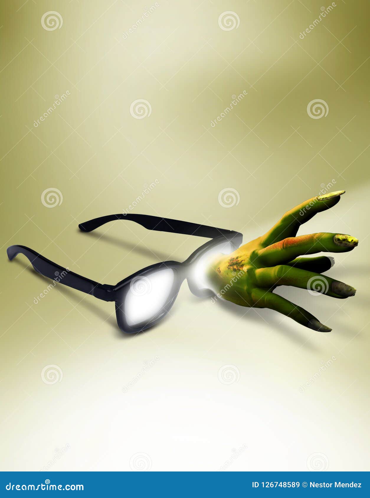 glasses with scary hand