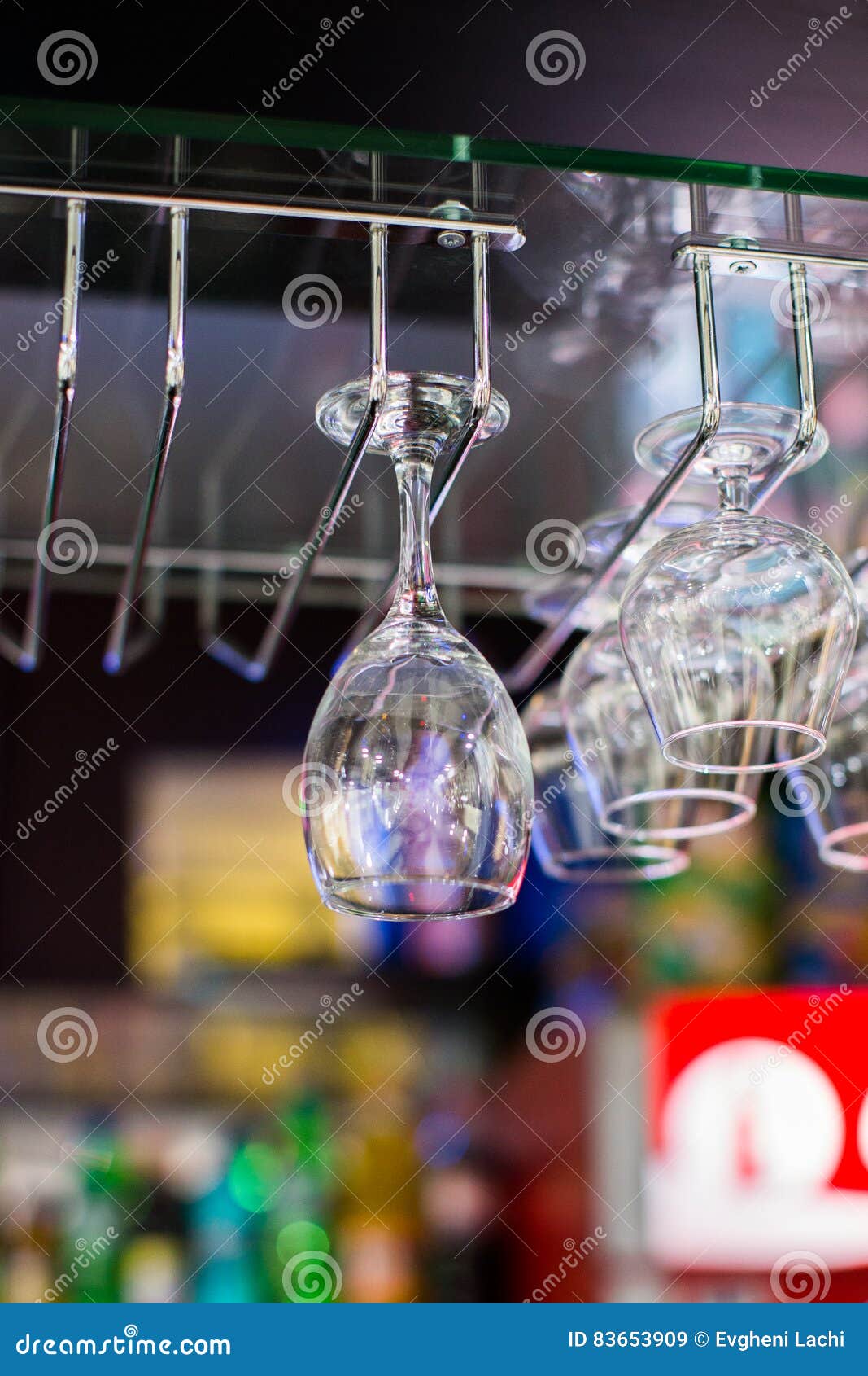 Glasses in Shelf Above a Bar Rack Stock Image Image of celebration