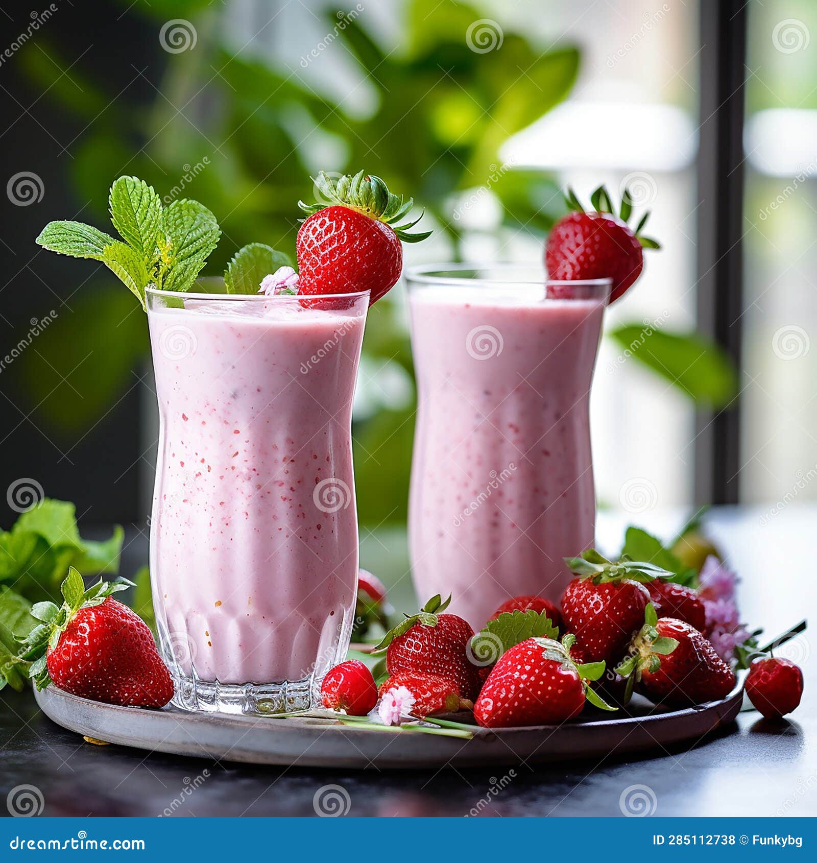 close up shot of strawberry milkshake with whipped cream In a