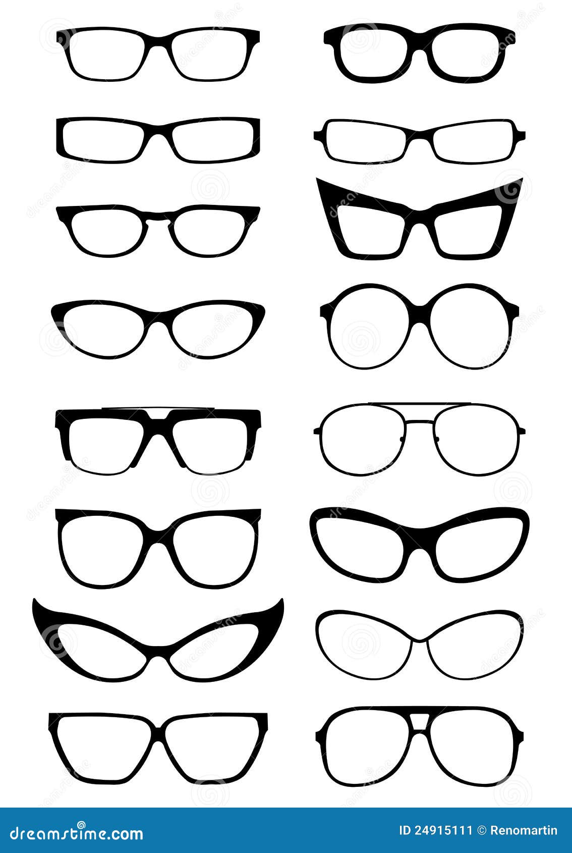 different shapes of eyeglasses