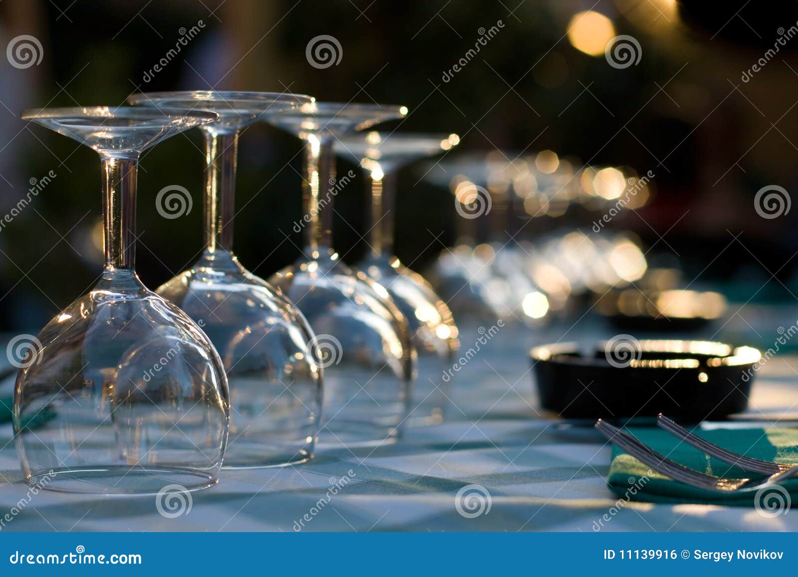 Glasses on a Table at Restaurant Stock Photo Image of dine, elegant