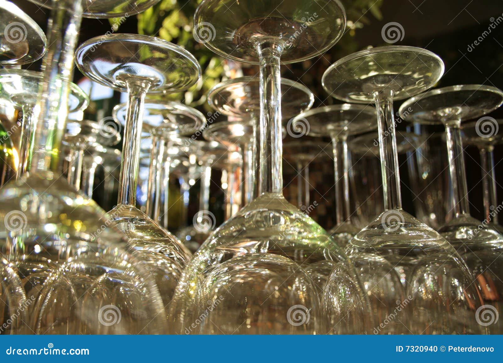 Glasses Upside Down in a Restaurant Stock Photo Image of party