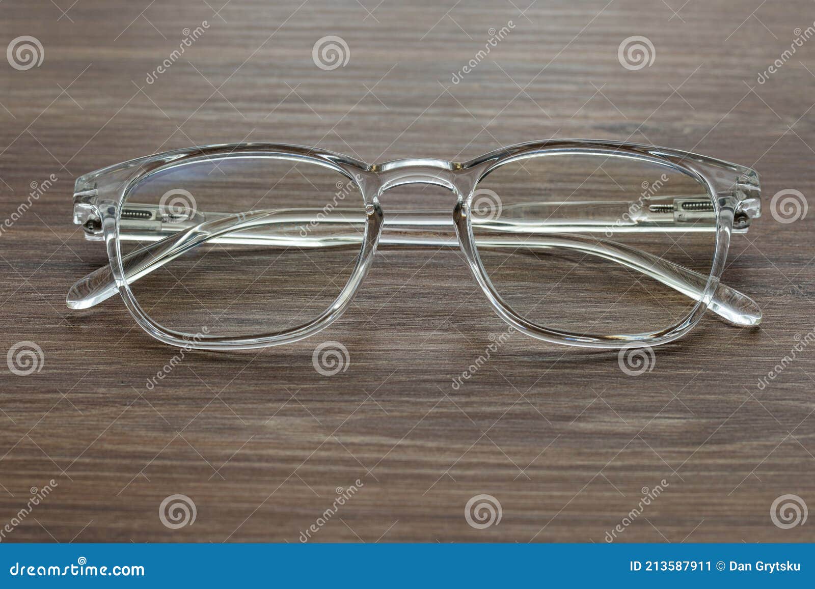 glasses for vision with dioptria on the wooden table office