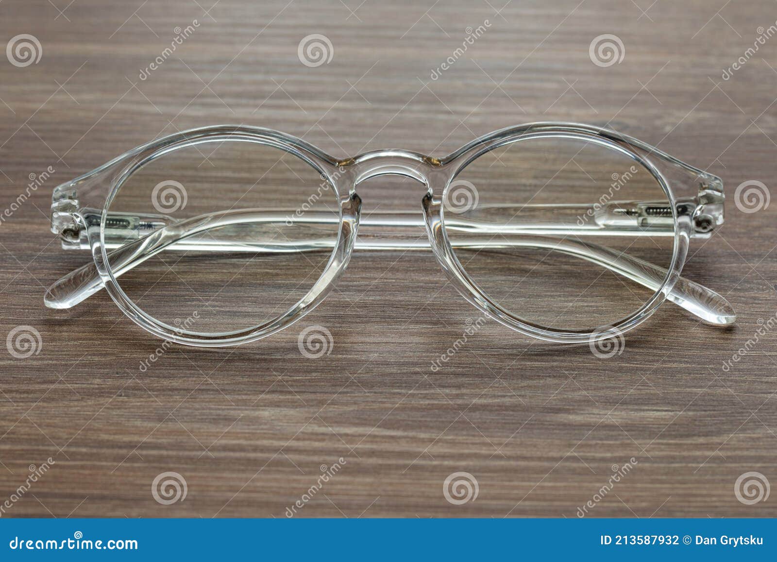 glasses for vision with dioptria on the wooden table office