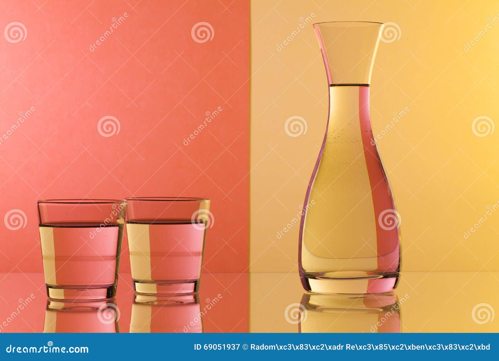 Glasses of Water on the Glass Desk Stock Image Image of liquid