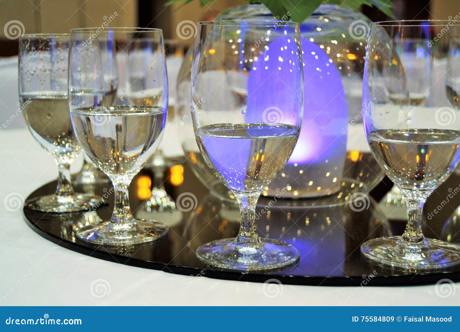 4 GLASSES of WATER stock image. Image of wine, romance 75584809