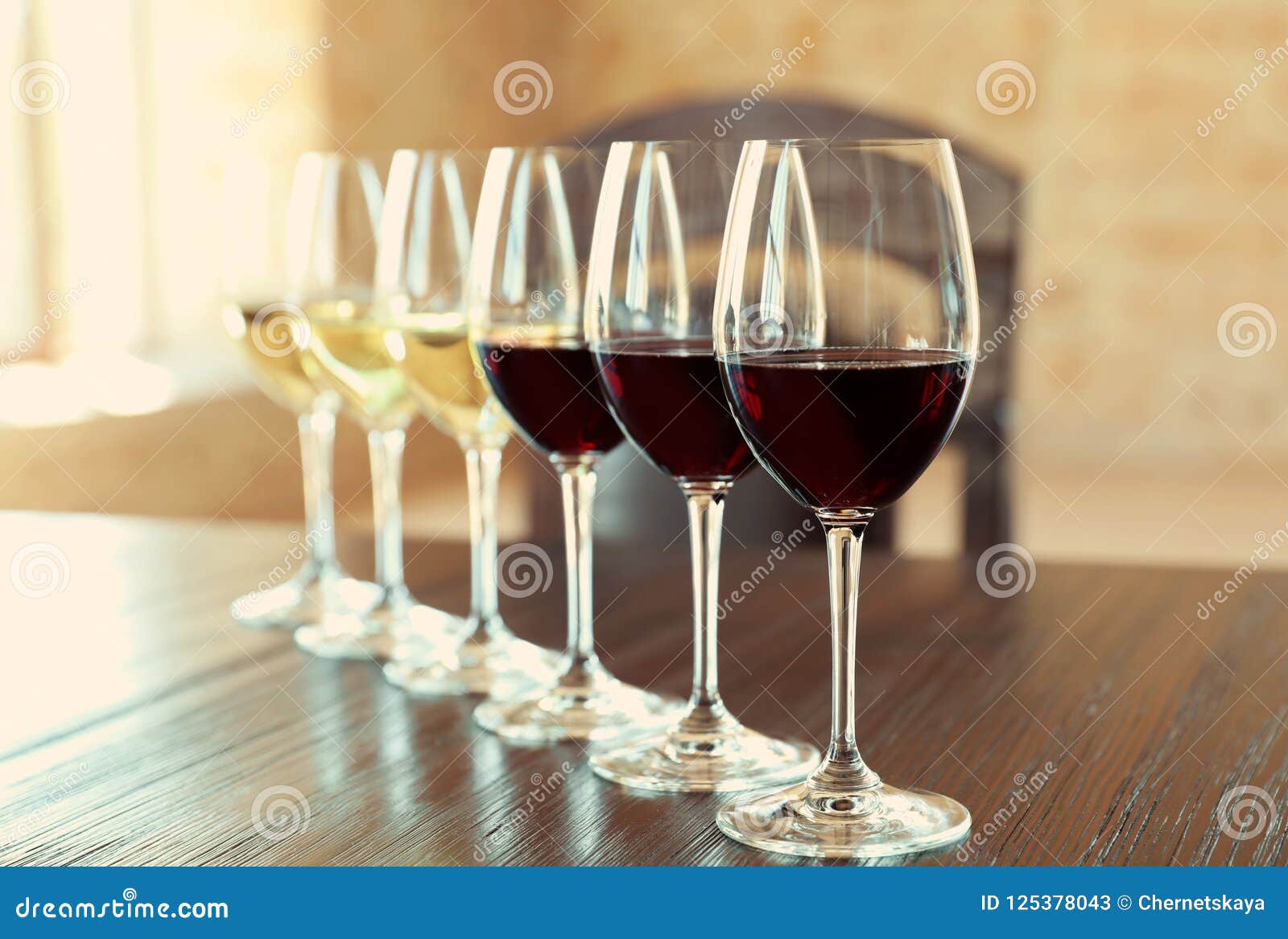 glasses of white and red wines