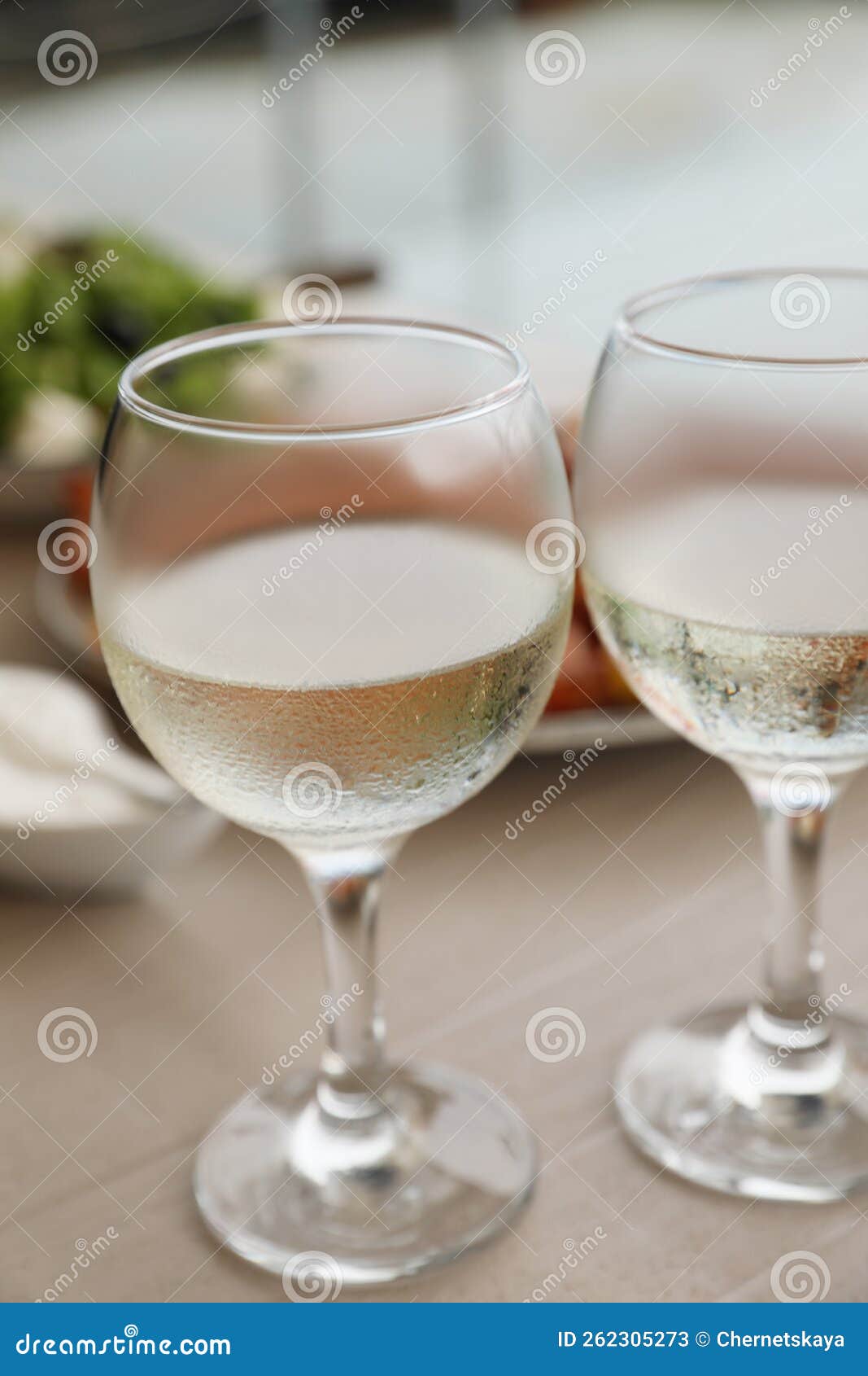 Glasses of White Wine on Wooden Table, Closeup Stock Image Image of