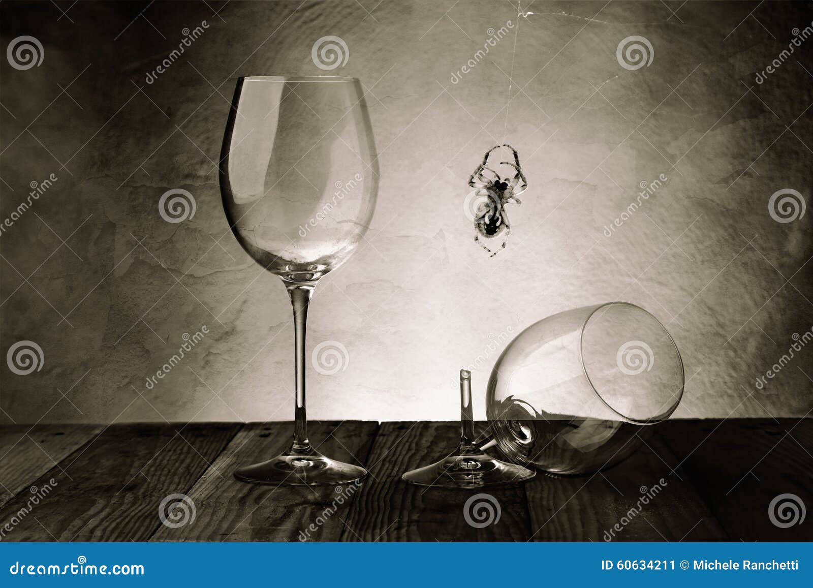 Glasses of Wine in the Cellar Stock Image Image of mysterious, table