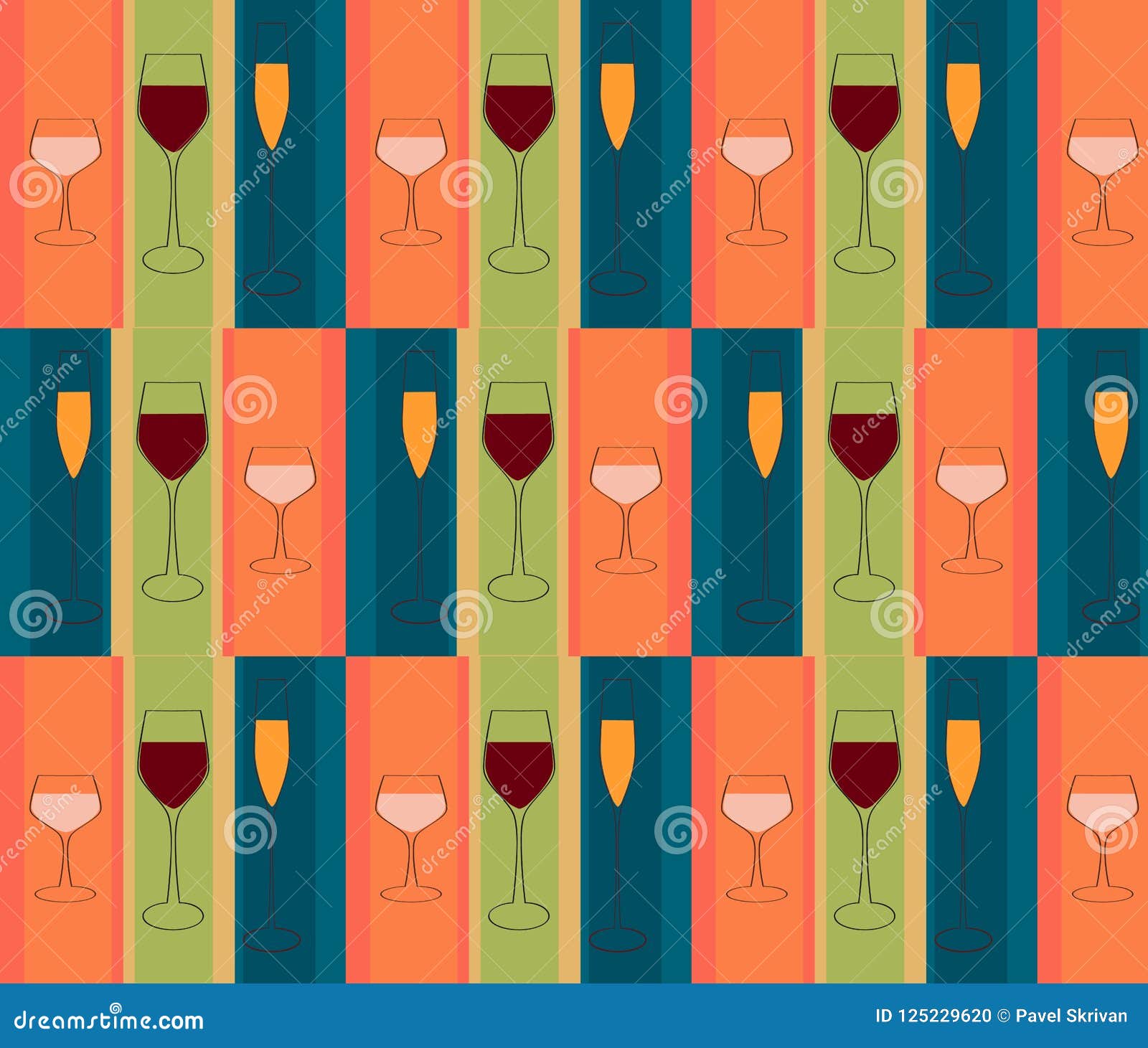 Glasses wine pattern stock illustration. Illustration of decoration