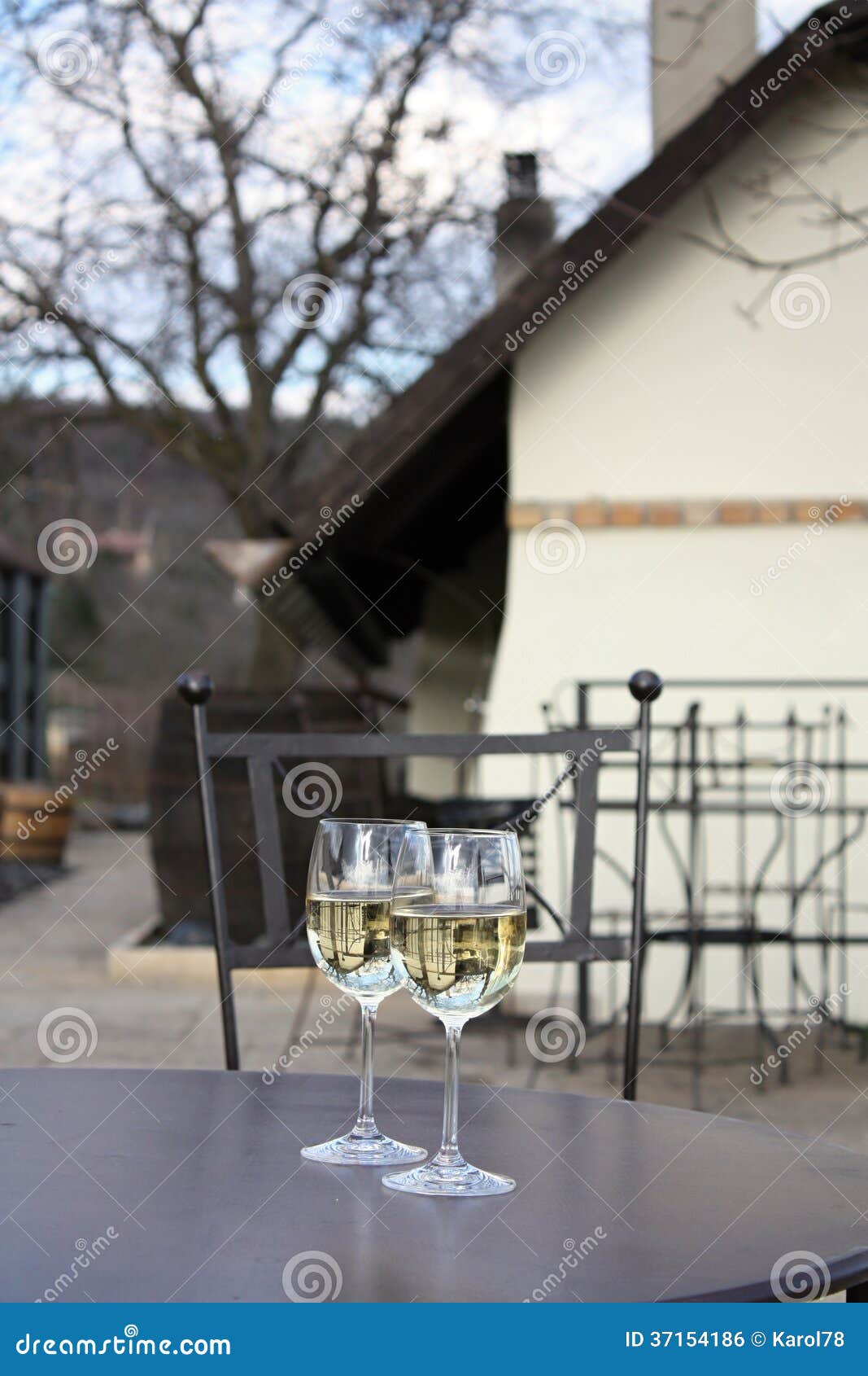 Glasses of White Wine, Troja District, Prague, Czech Republic, Europe