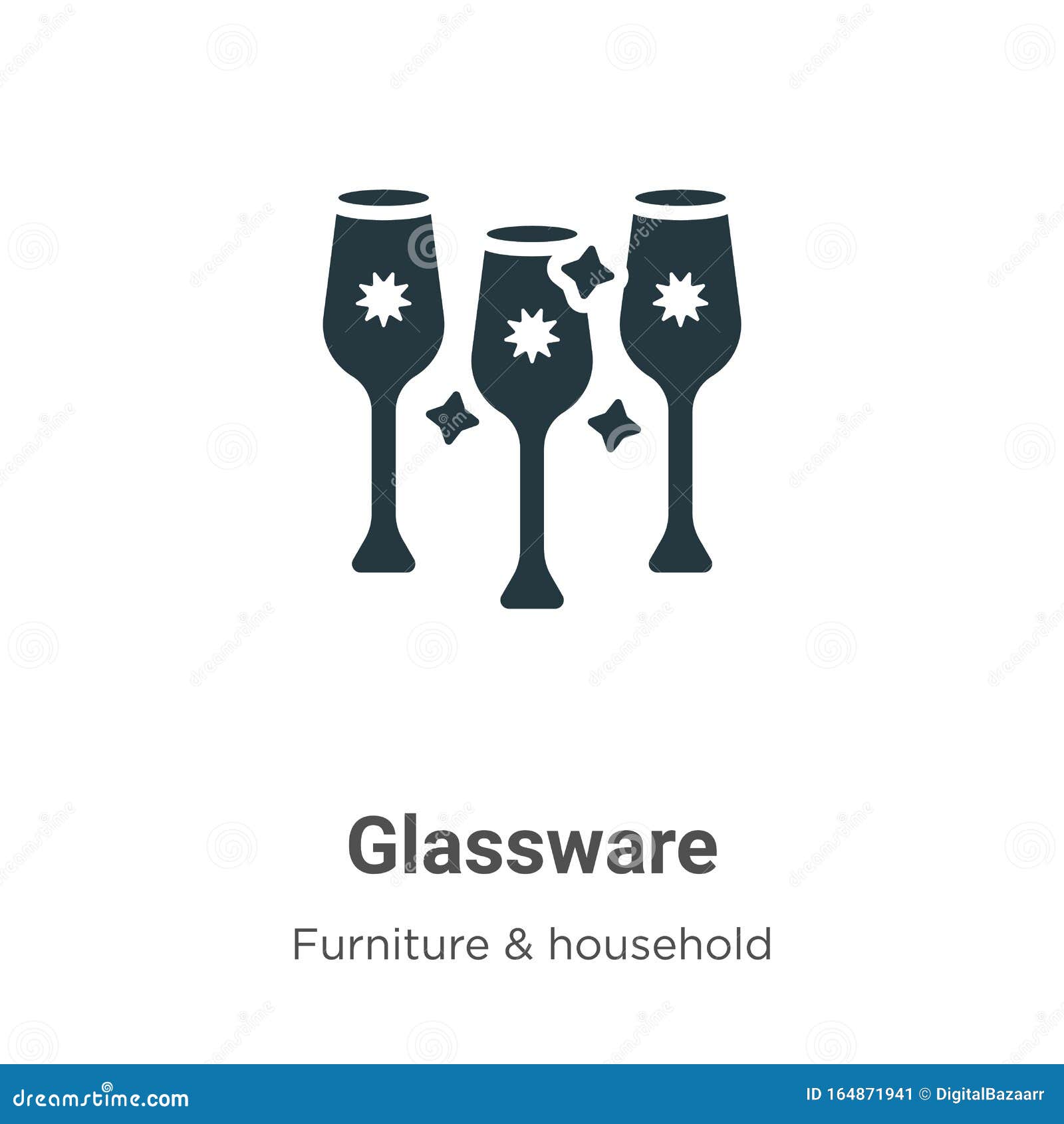 Glassware Vector Icon on White Background. Flat Vector Glassware Icon