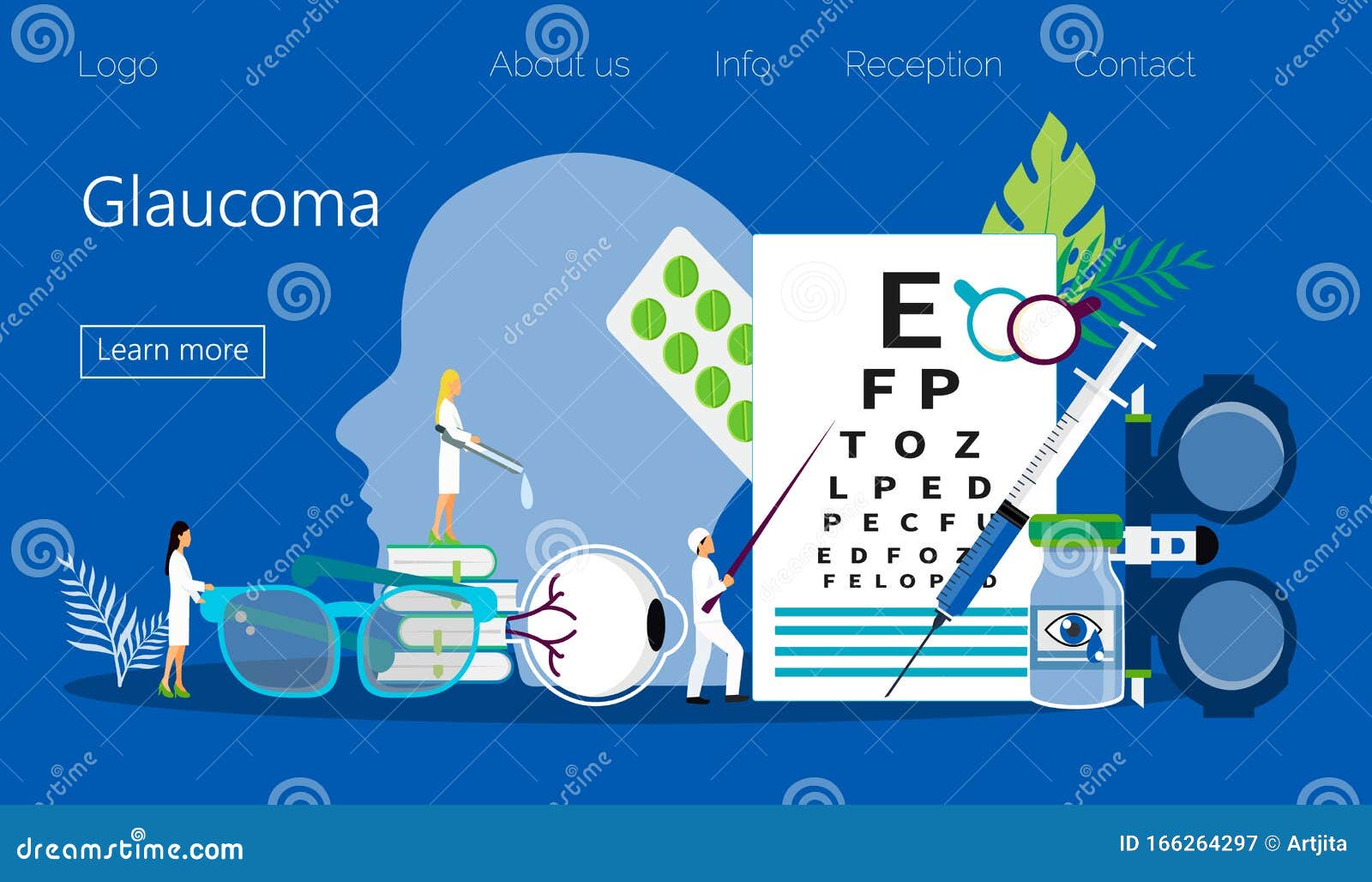 glaucoma treatment concept . medical ophthalmologist eyesight check up with tiny people character. it can e used