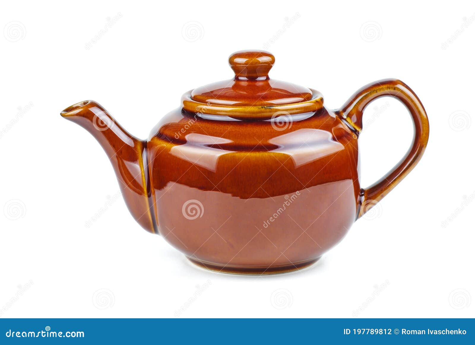 Glazed Brown Ceramic Teapot Isolated on White Stock Photo Image of