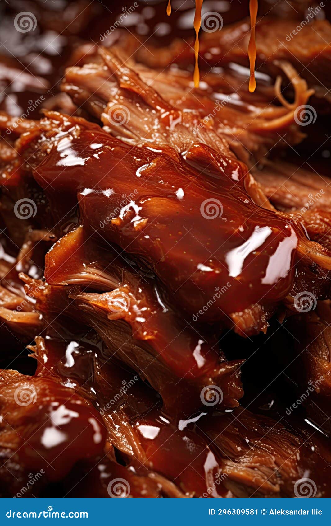 Glazed Juicy Pulled Beef Meat. Generative Ai Stock Image Image of