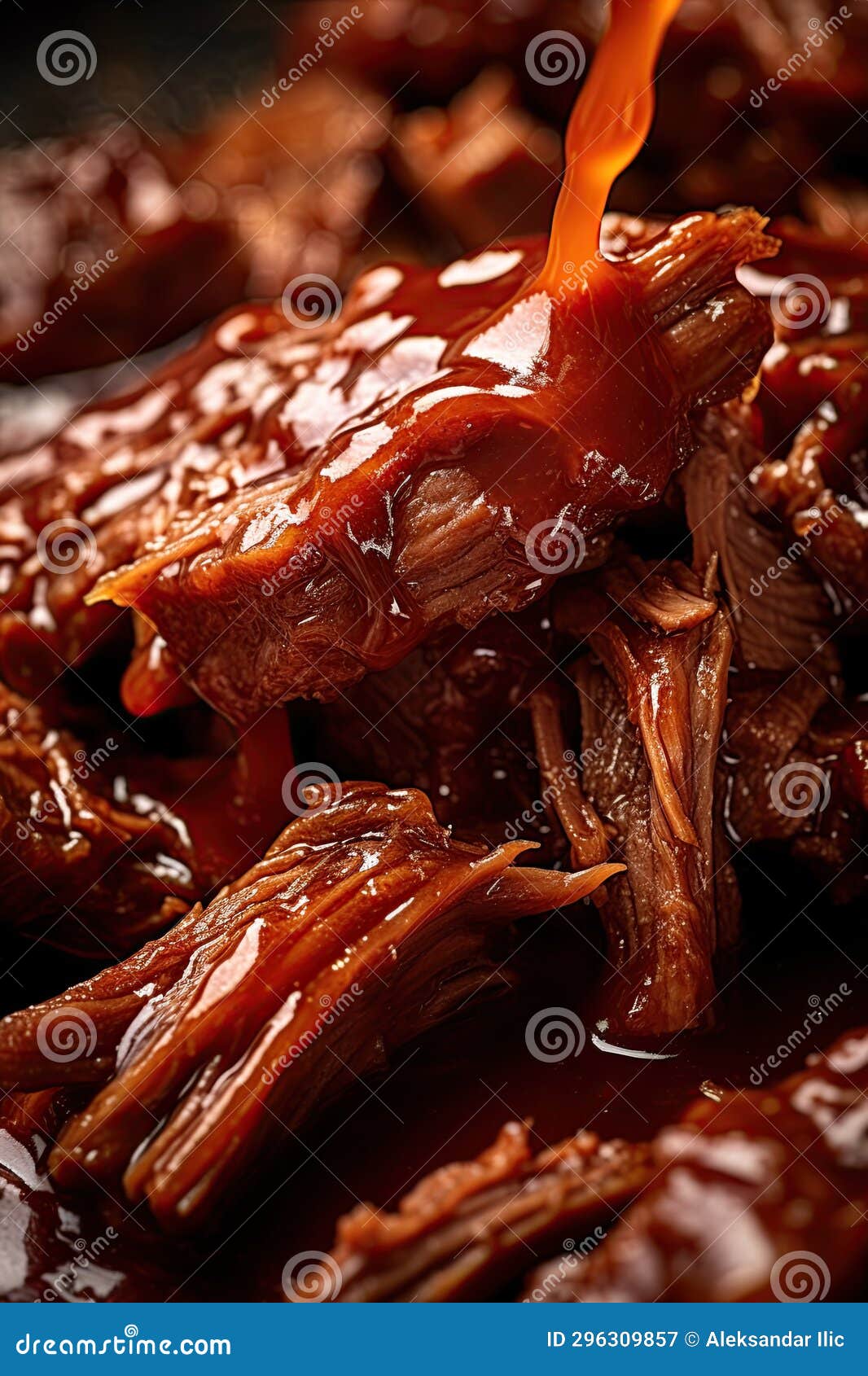 Glazed Juicy Pulled Beef Meat. Generative Ai Stock Image Image of