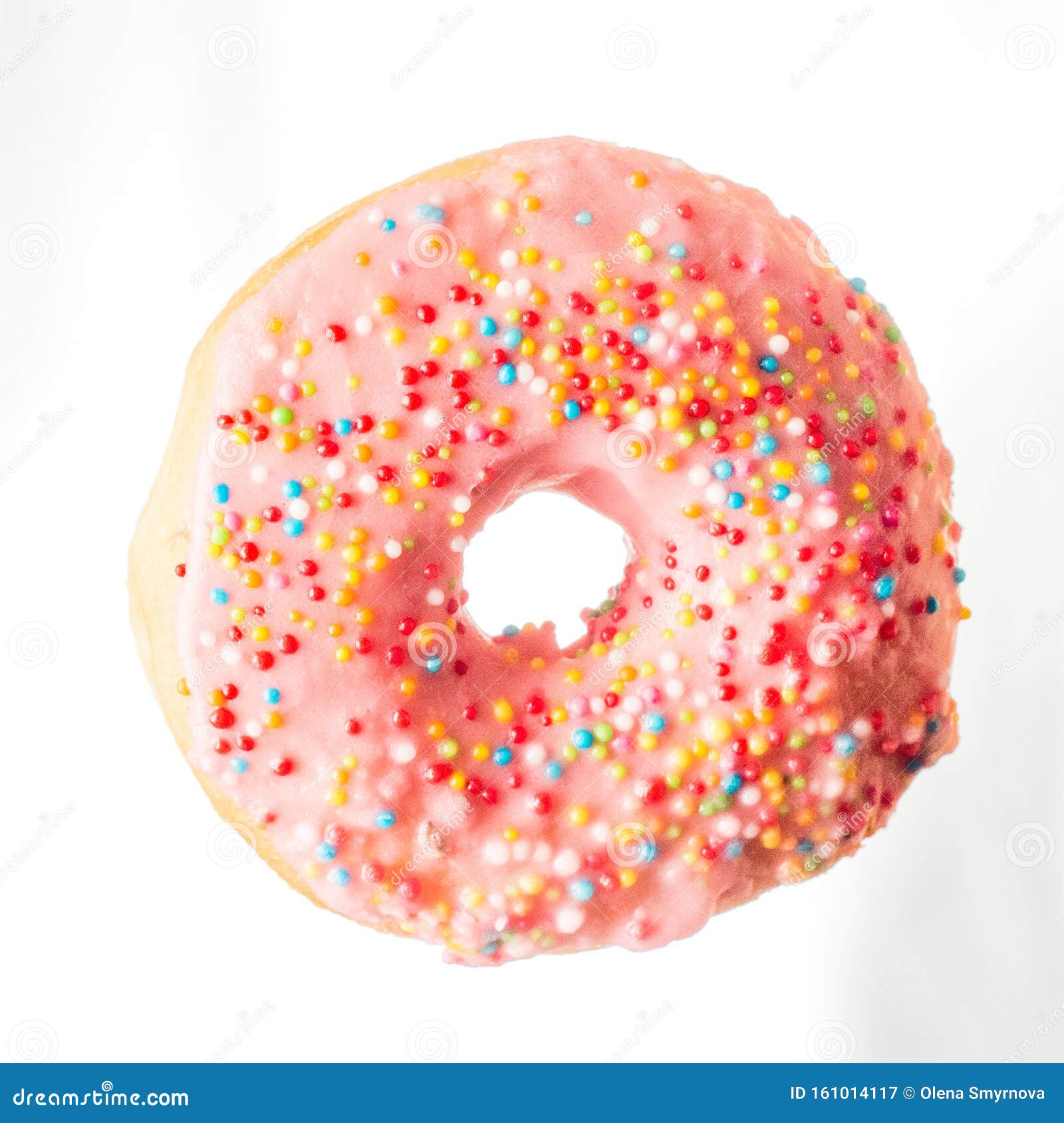Glazed Pink Donut with Rainbow Sprinkles Stock Image Image of strands