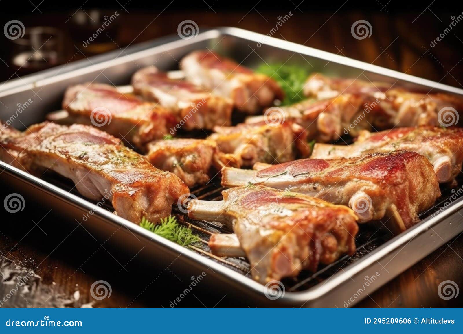 Glazed Pork Ribs in a Roasting Pan Fresh Out of the Oven Stock