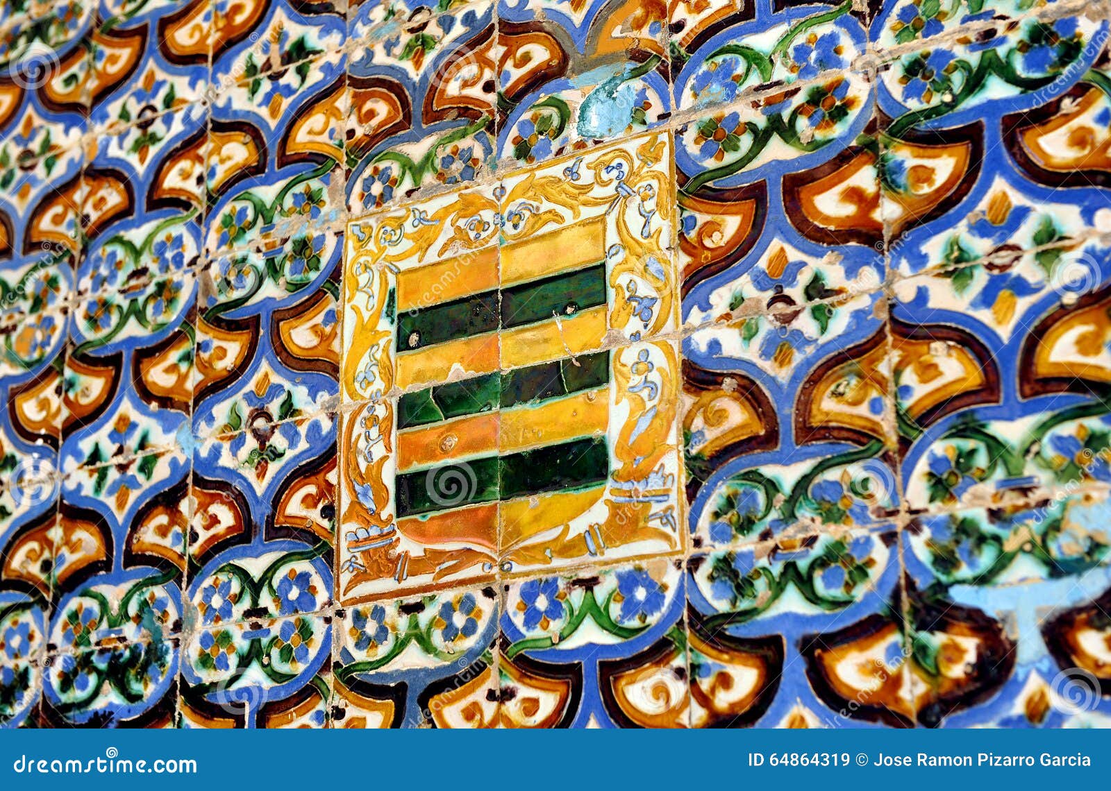 glazed tiles, palace of casa de pilatos, seville, spain