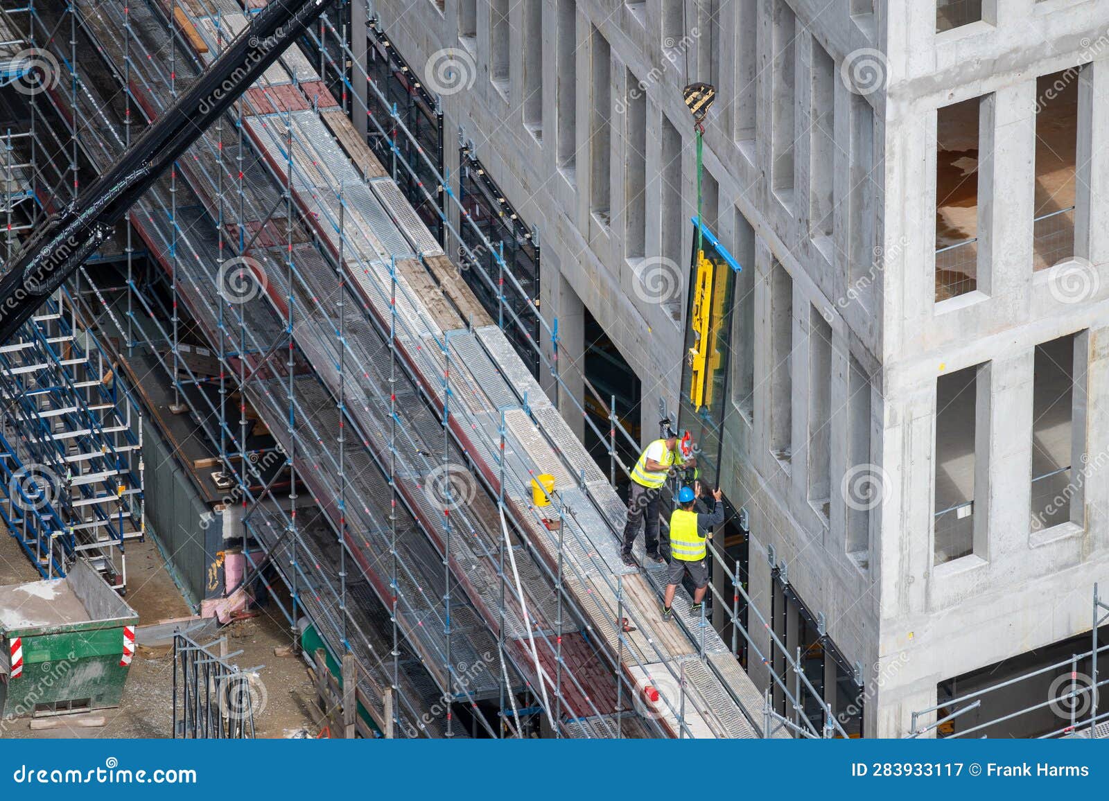 Glazier Installing Windows on a Commercial Building. Stock Image Image of site, exterior