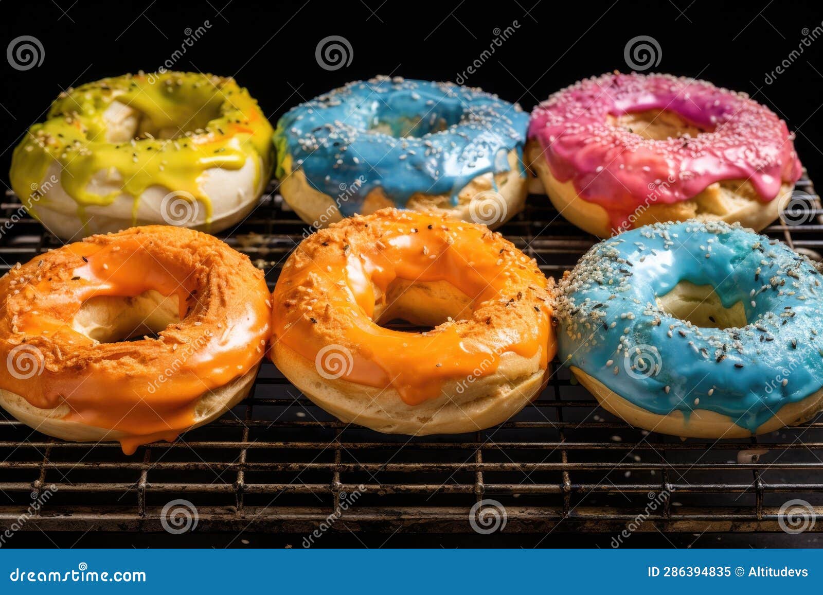 Glazing Unbaked Bagels with Egg Wash Stock Image Image of cooking
